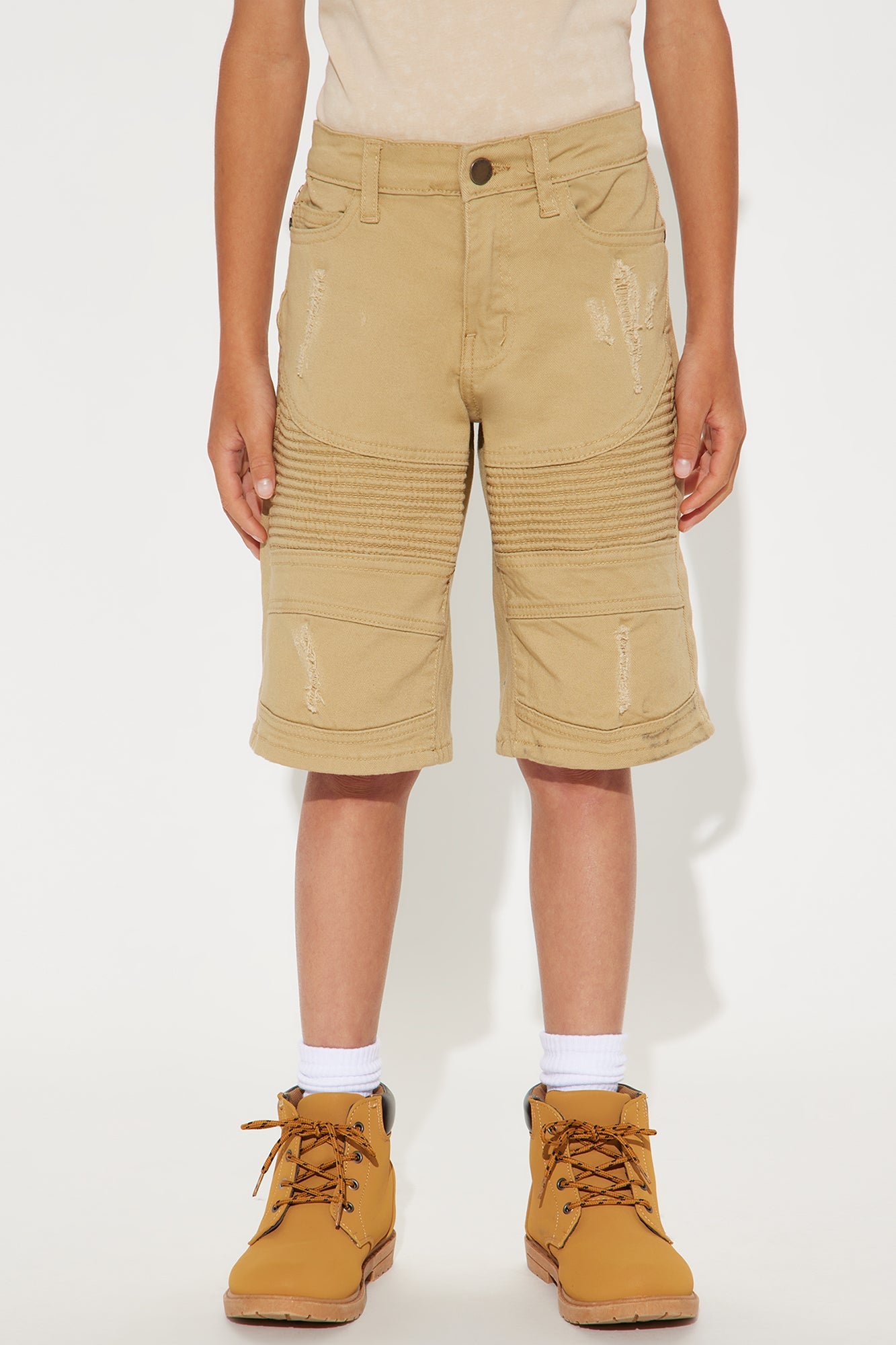 Mini Stay Consistent Moto Shorts - Khaki