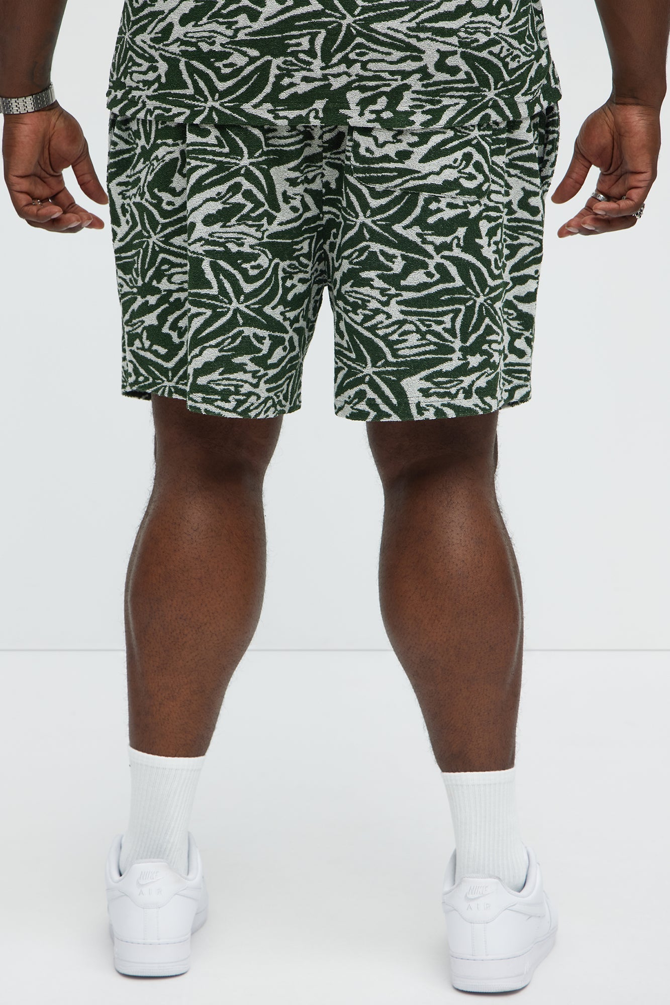 By The Sea Textured Knit Shorts - Green/combo