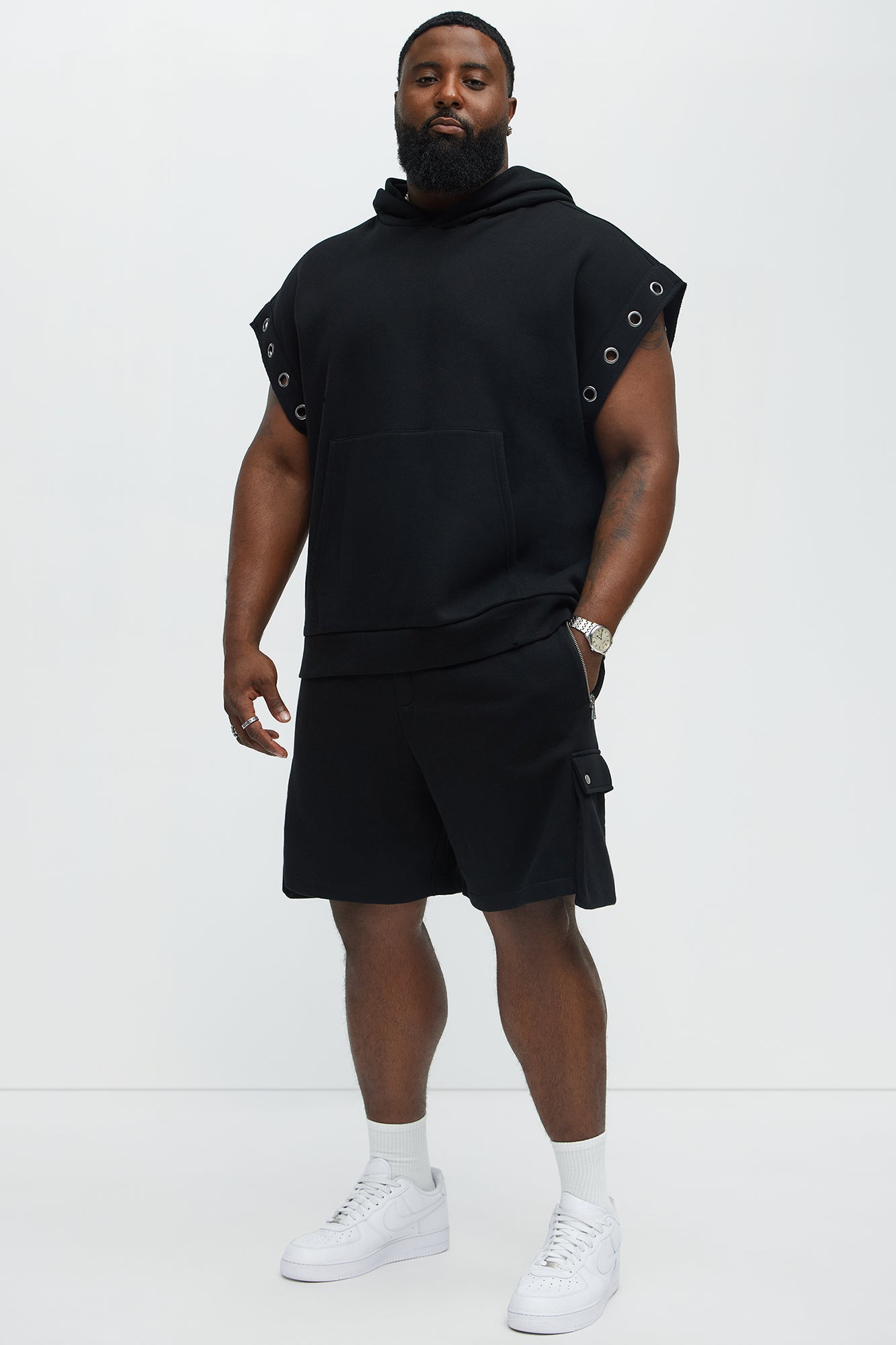 Tyson Secure Cargo Relaxed Shorts - Black