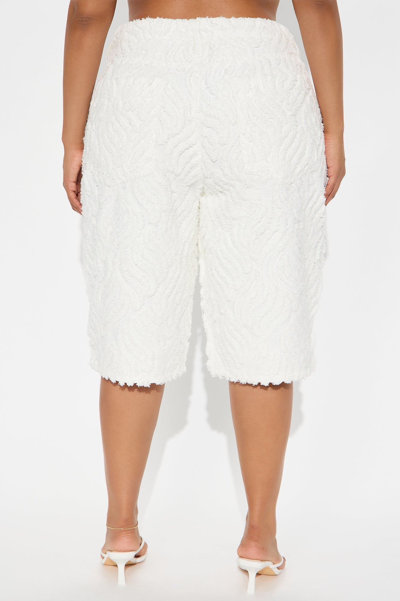 Rockaway Textured Denim Jorts - White