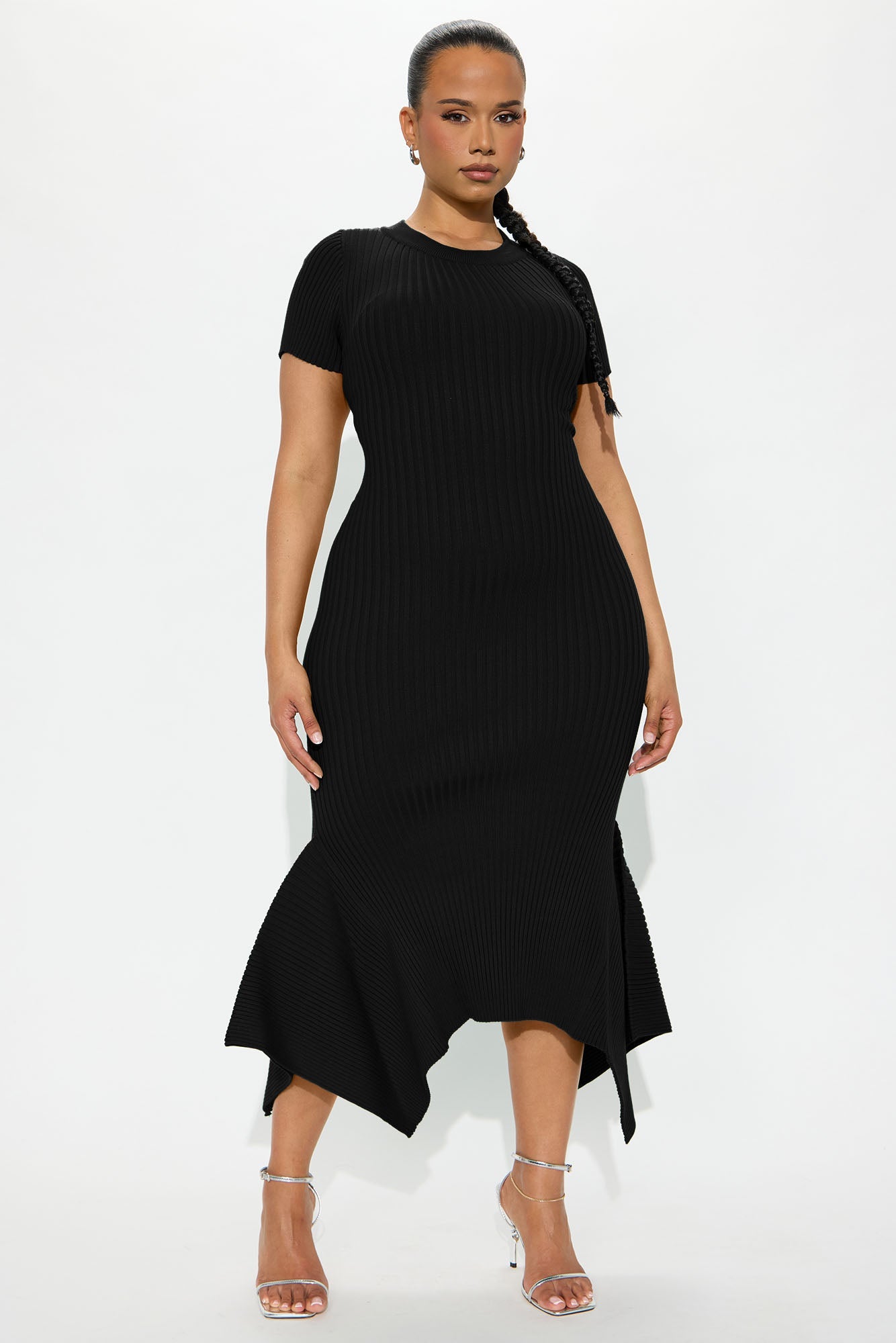 Rare Catch Ribbed Midi Dress - Black