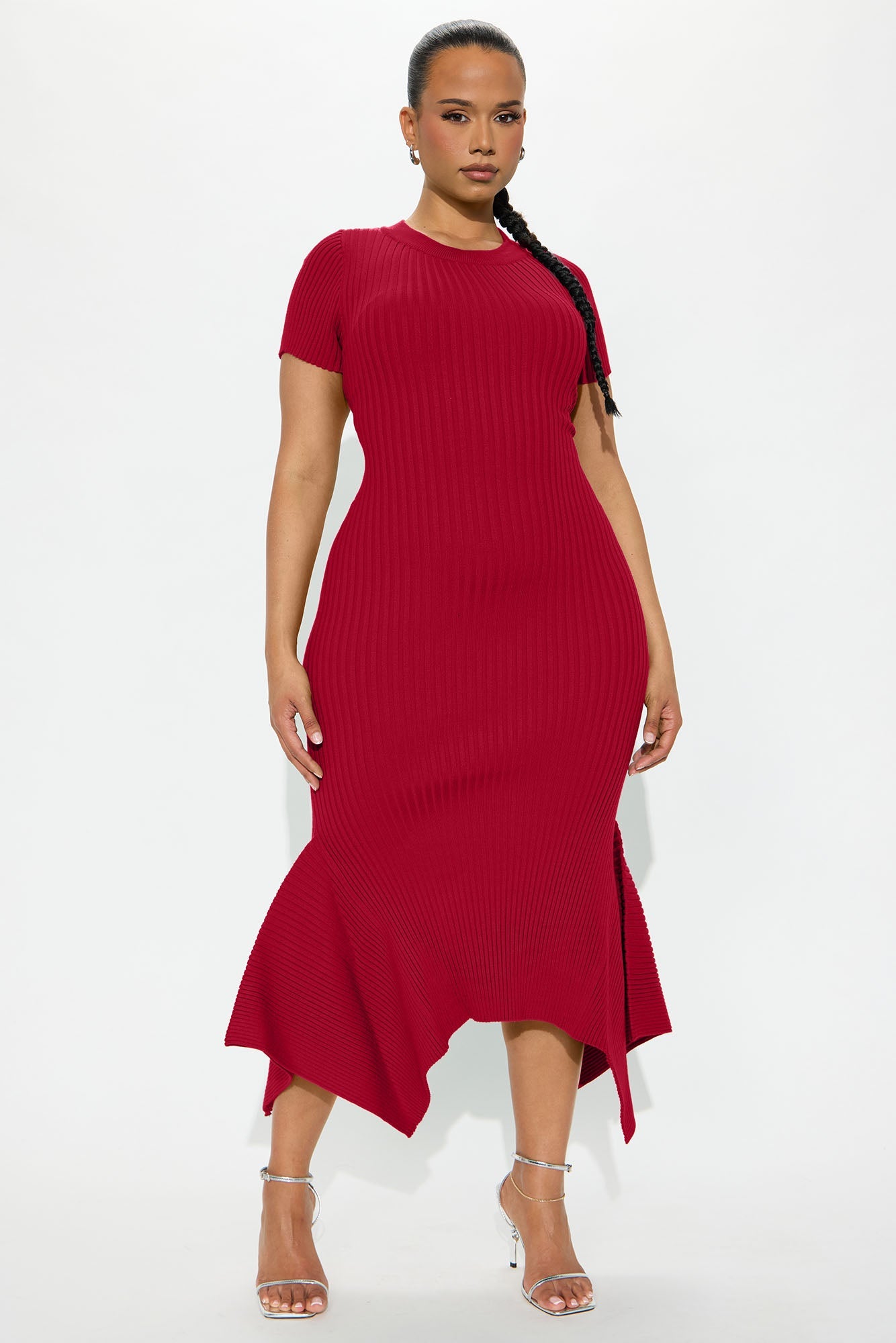 Rare Catch Ribbed Midi Dress - Red