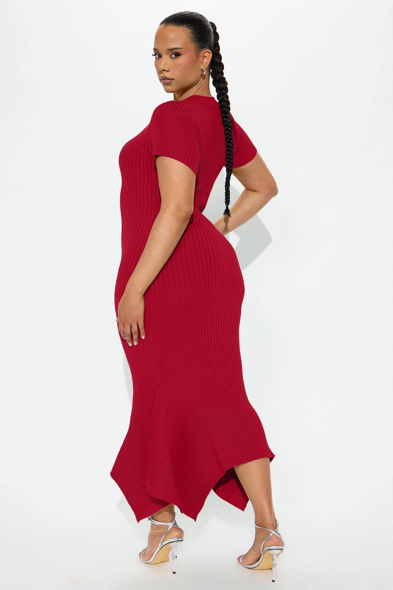Rare Catch Ribbed Midi Dress - Red