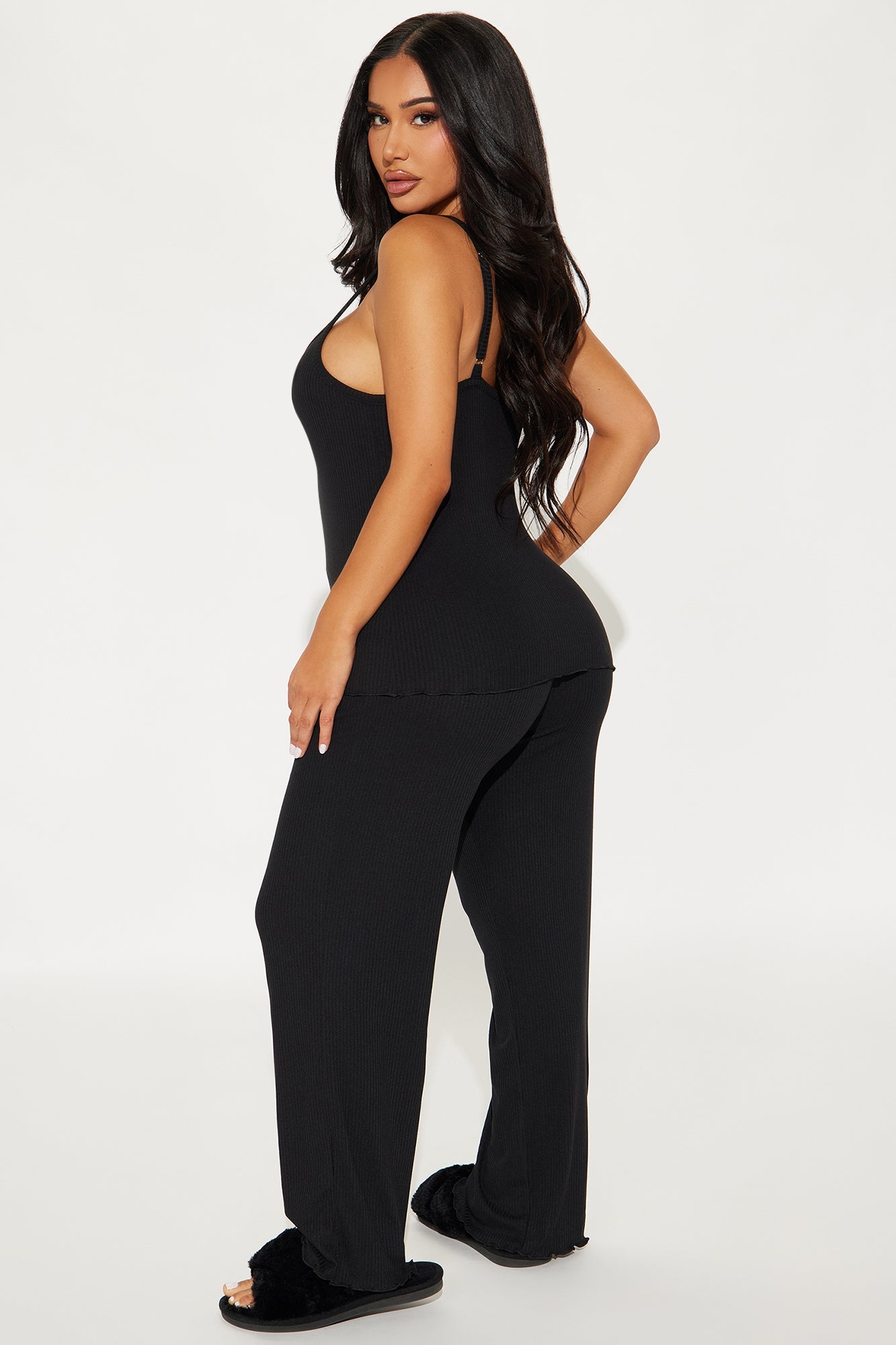 Comfy Mood Ribbed PJ Pant Set - Black