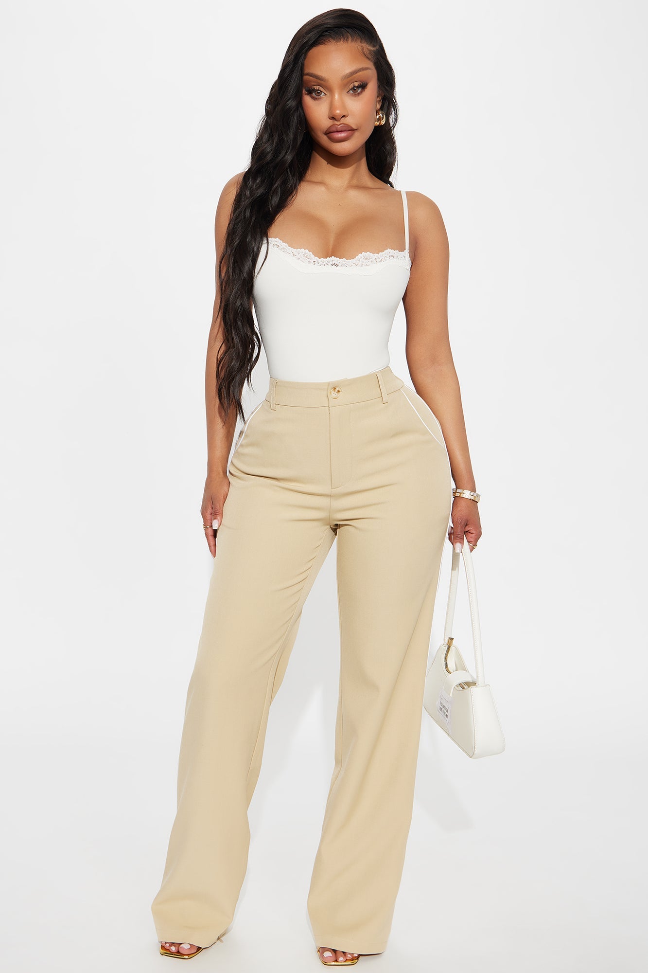 Camryn Wide Leg Trouser Pant - Khaki