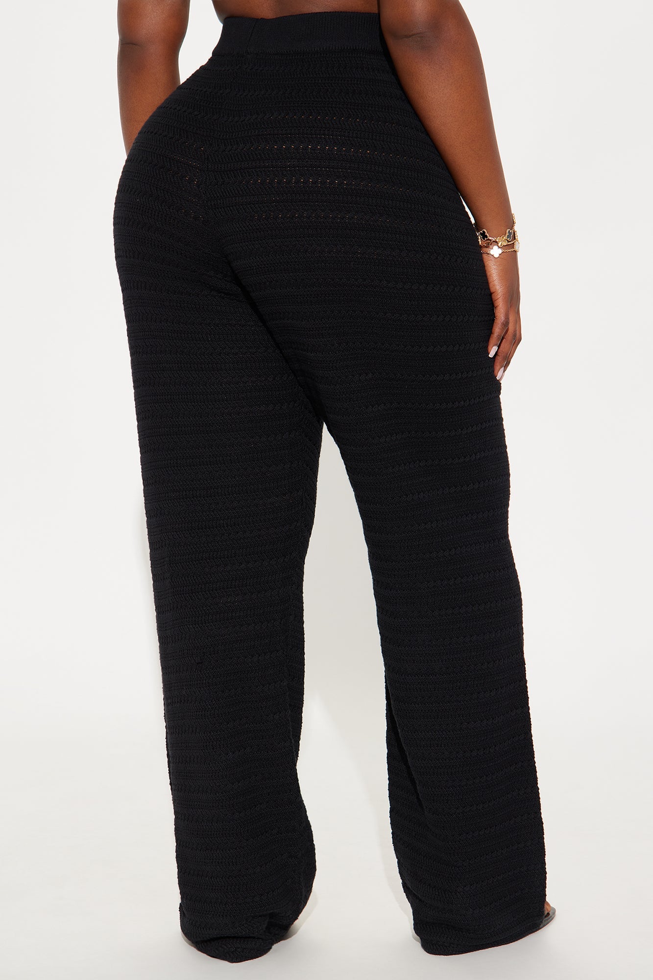 Live In Style Crochet Straight Leg Pant - Black