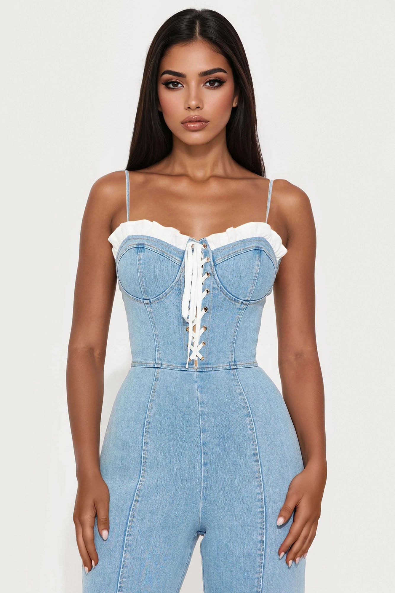 Sweet Side Washed Denim Jumpsuit - Light Wash