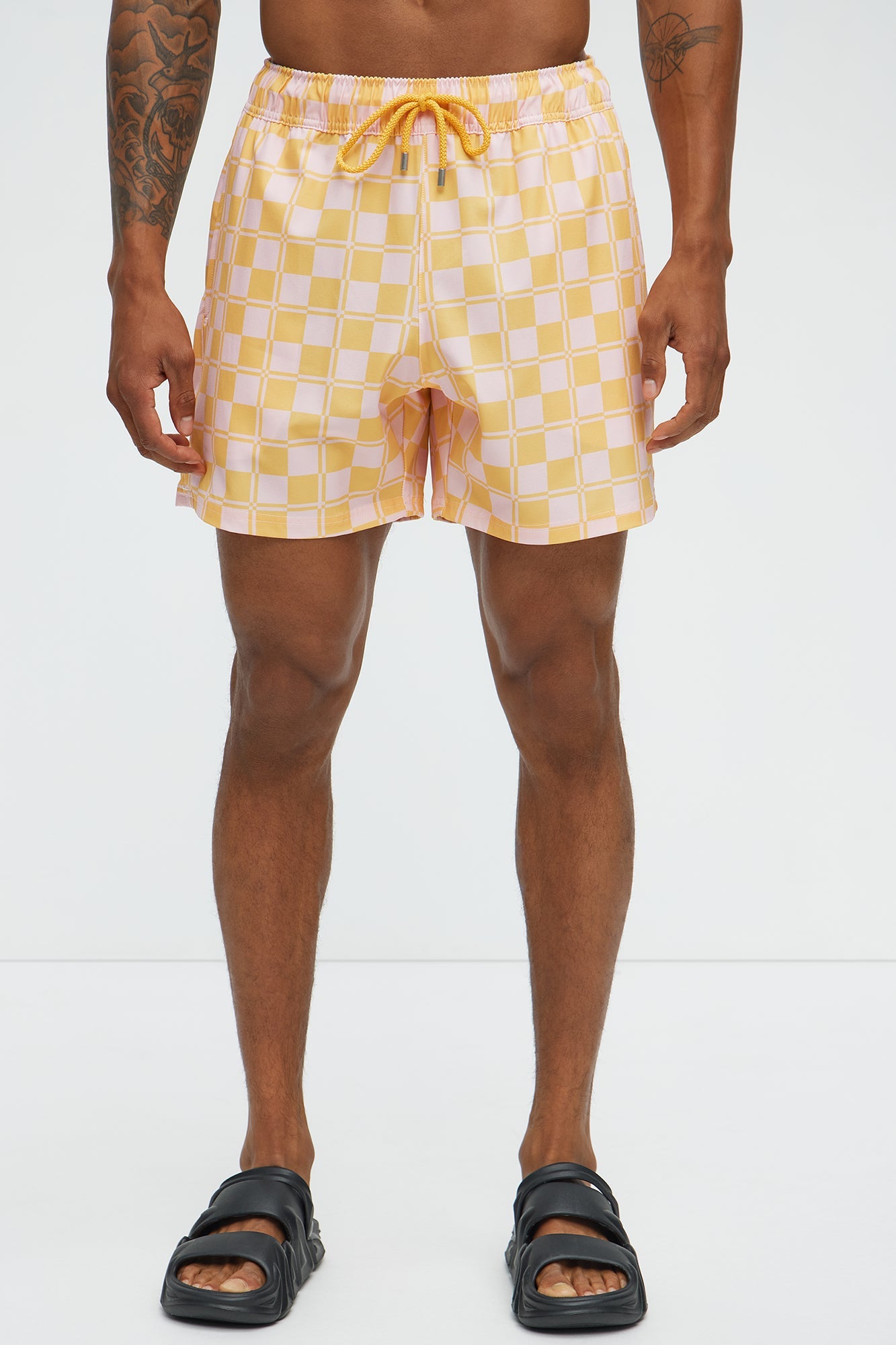 Checkered Day Club Swim Mid Trunk - Pink/combo
