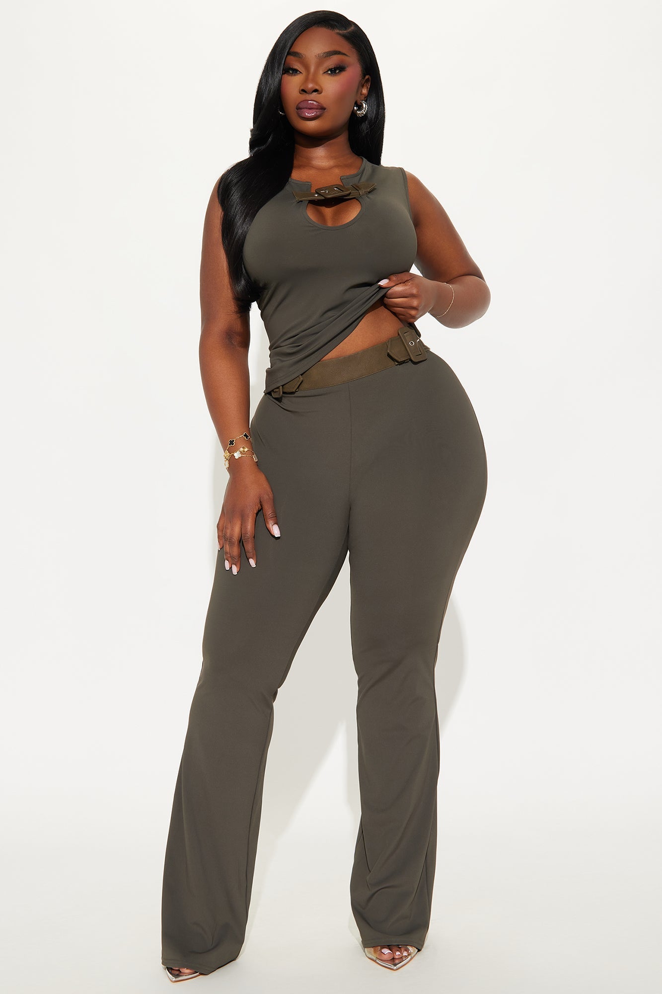 Dance With Me Tonight Pant Set - Olive