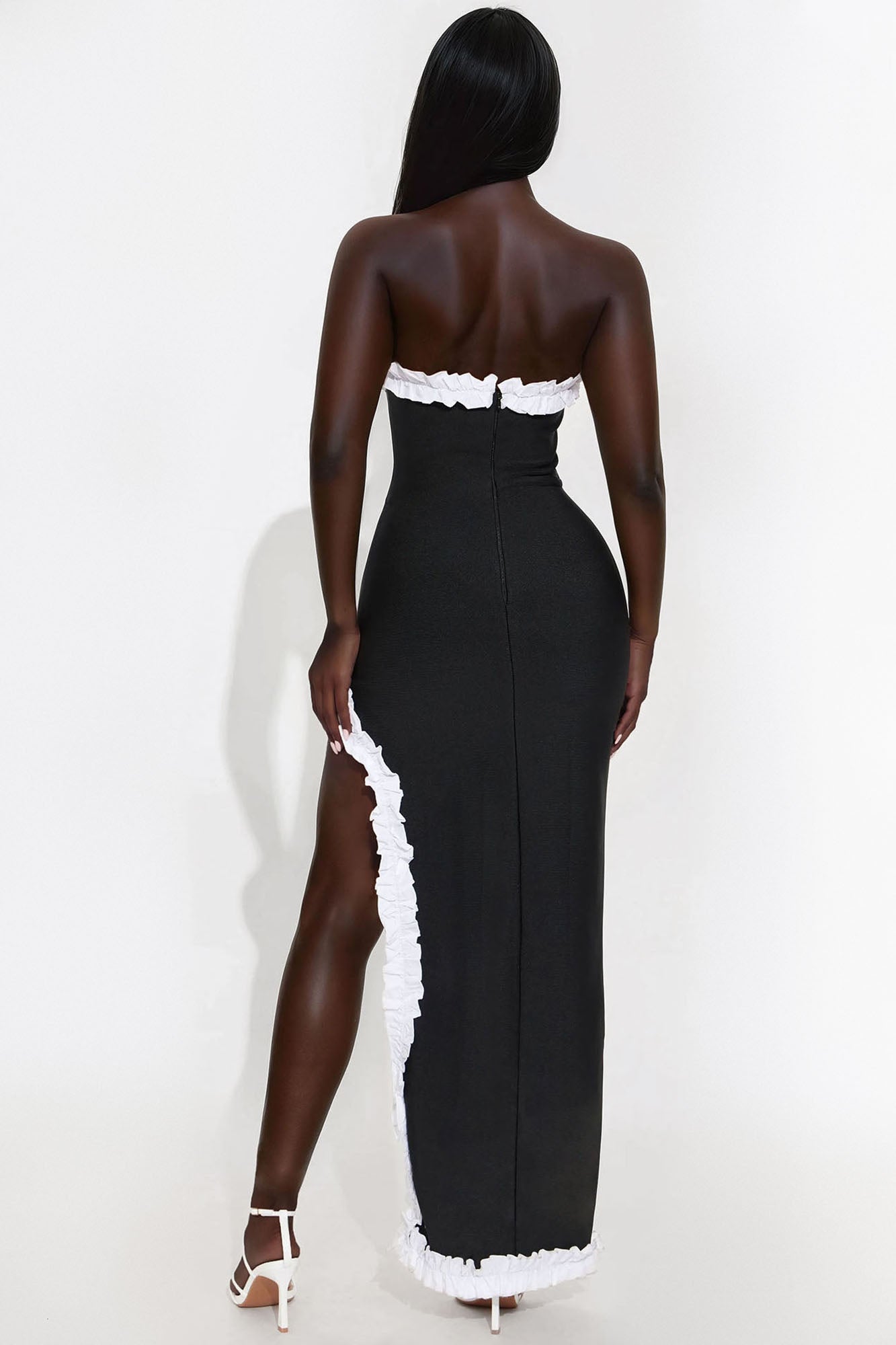 Samantha Contrast Bandage Maxi Tube Dress - Black/White