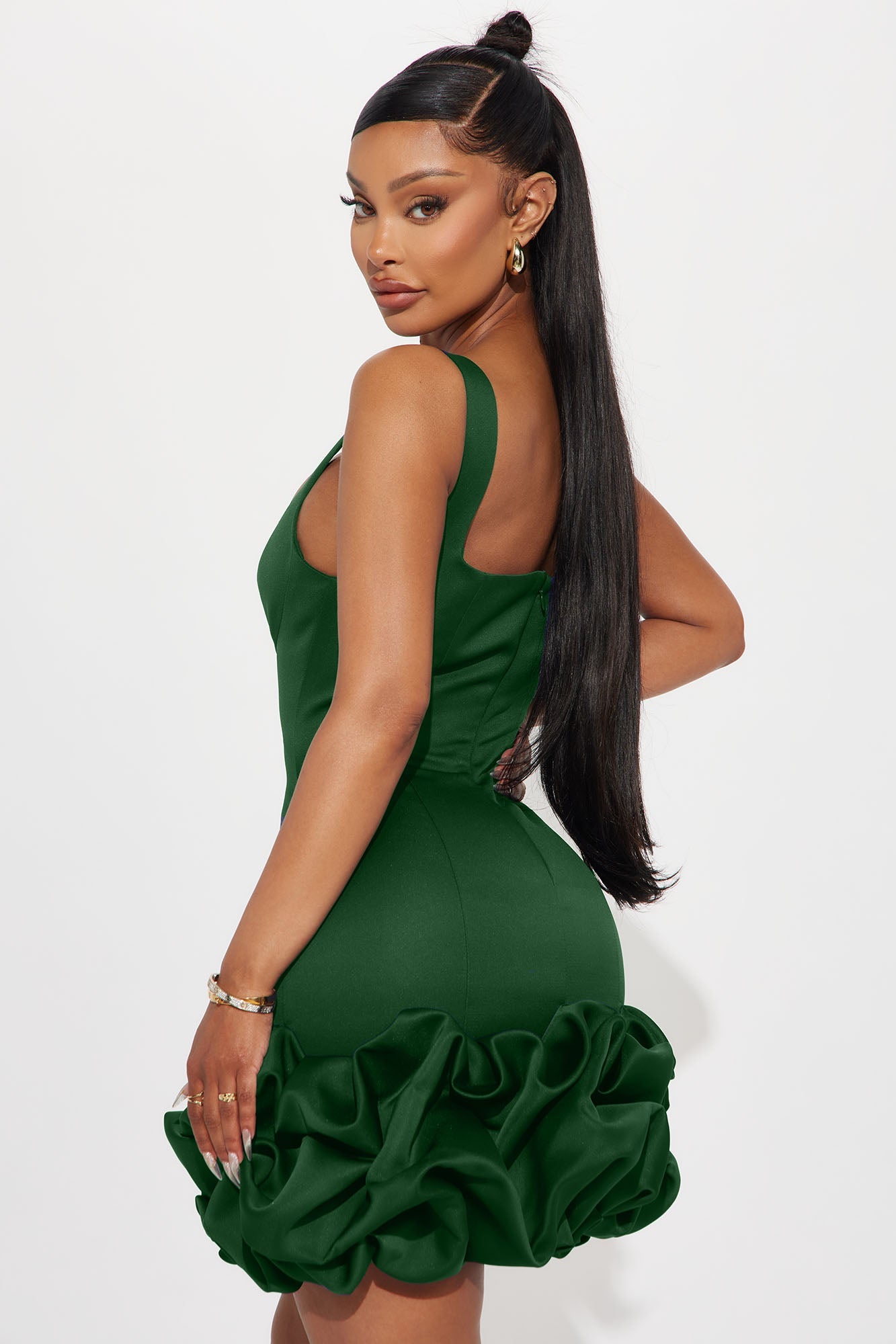 Sienna Satin Mini Dress - Kelly Green