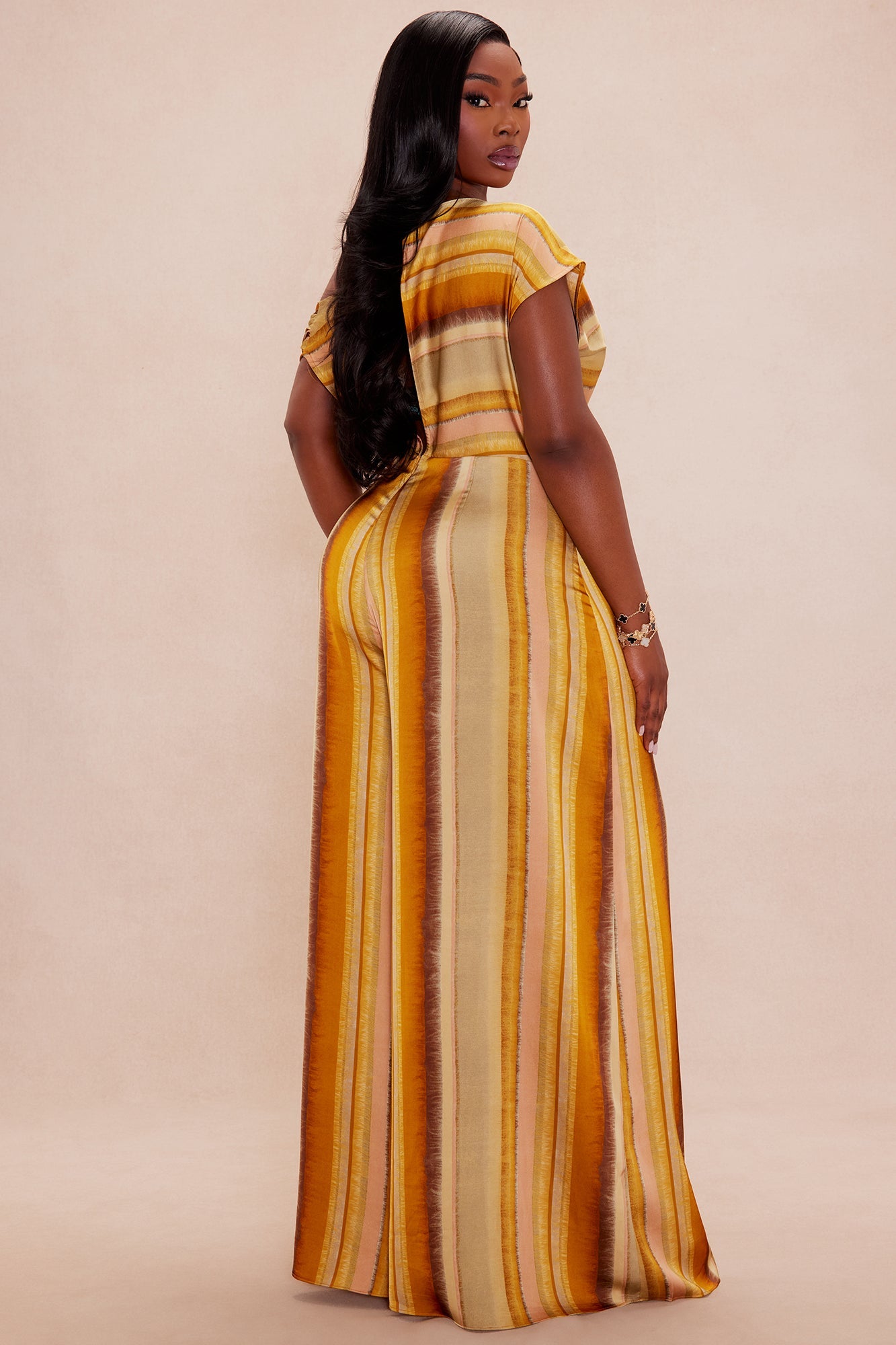 Rhiannon Satin Wide Leg Jumpsuit - Sage/combo