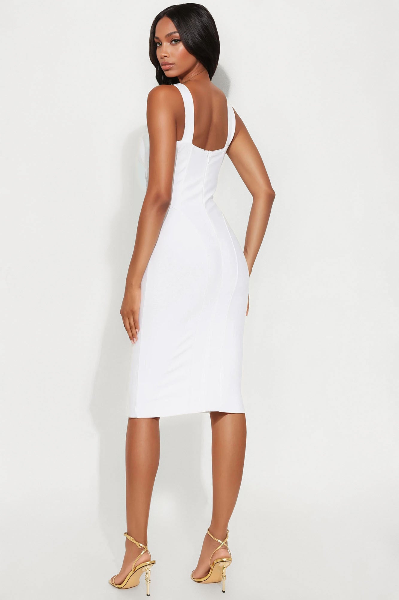 Cierra Bandage Midi Dress - White