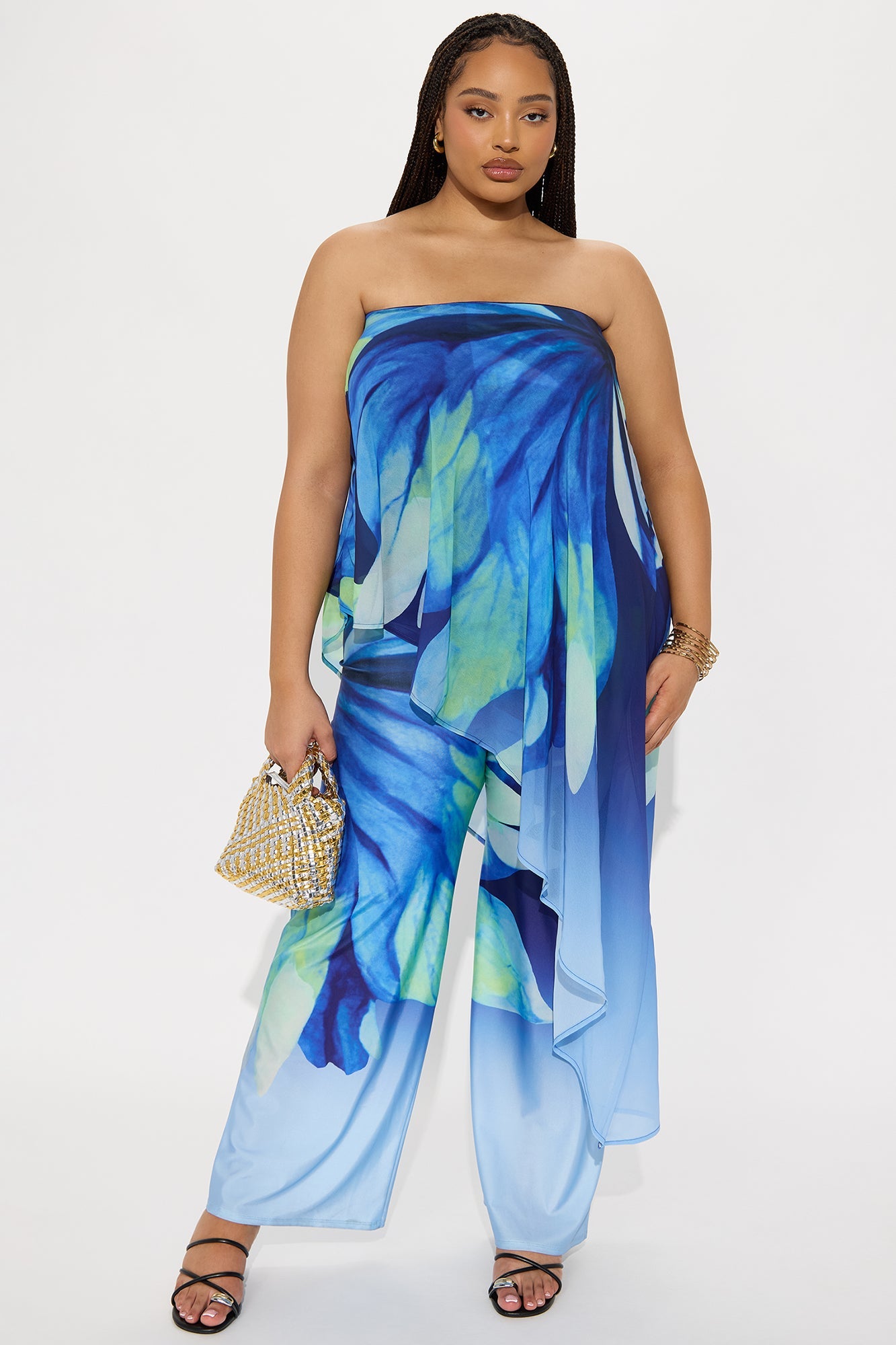 Danielle Flowy Floral Jumpsuit - Blue