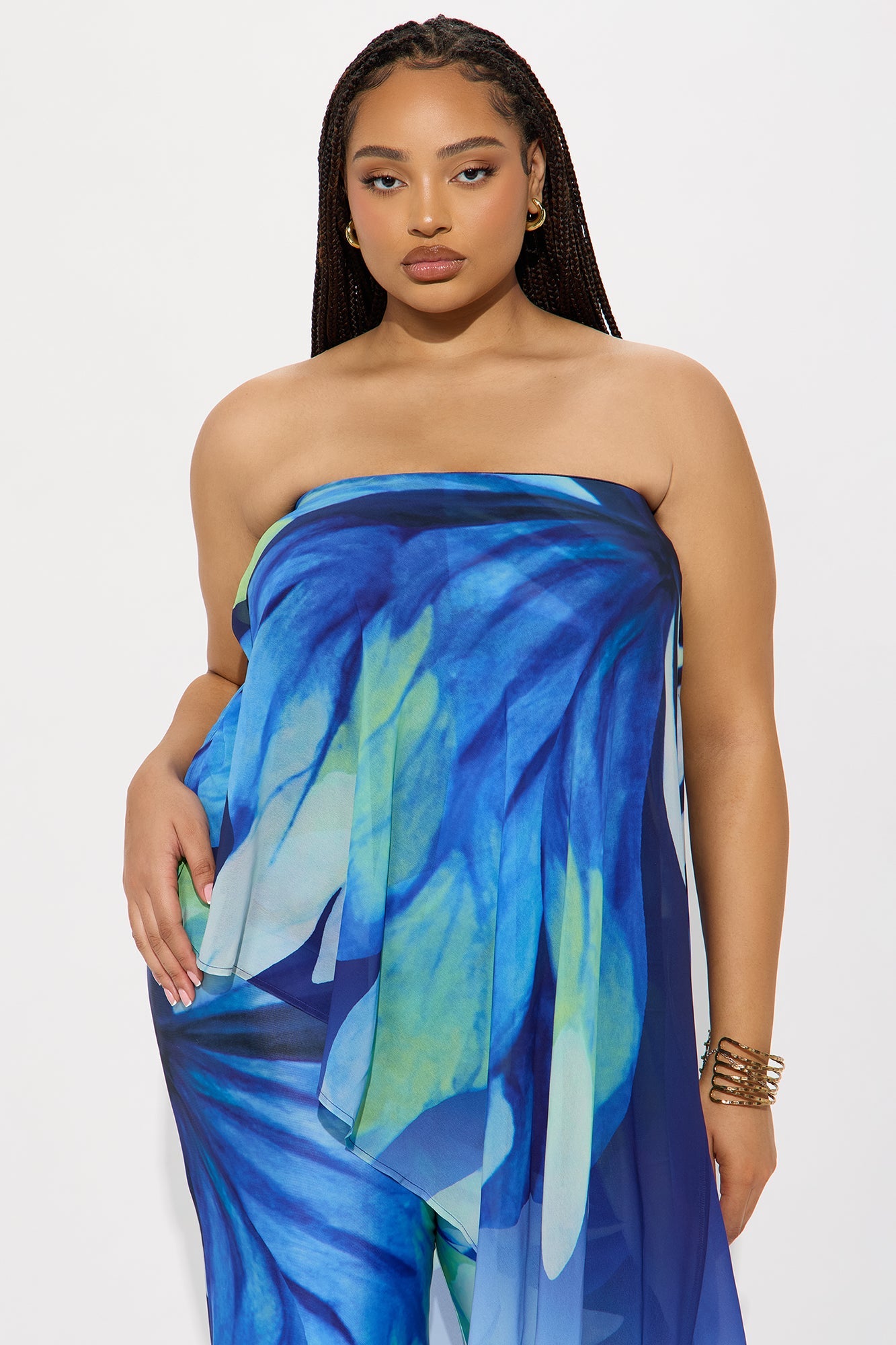 Danielle Flowy Floral Jumpsuit - Blue