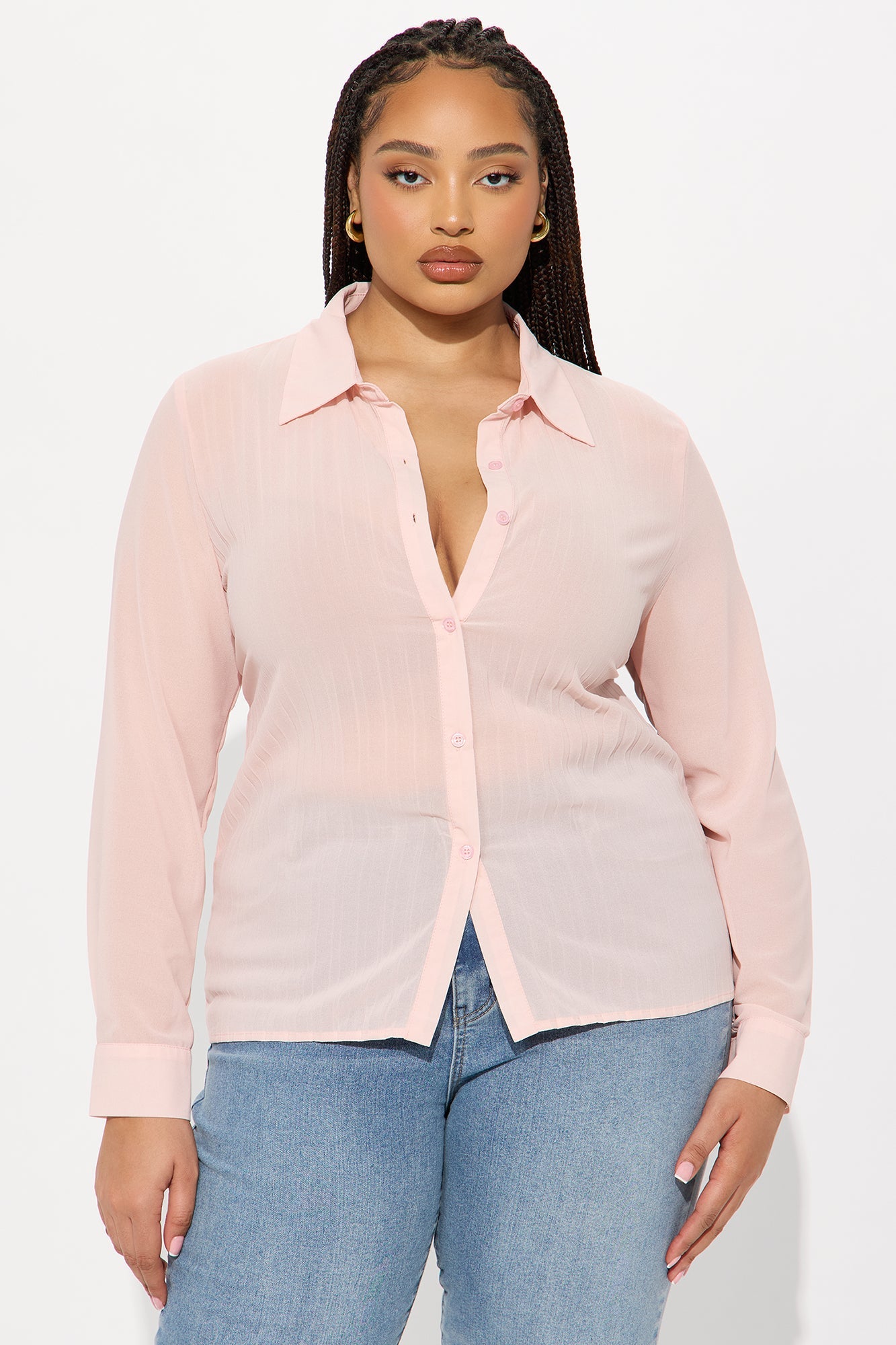 Royal Romance Pleated Chiffon Shirt - Blush