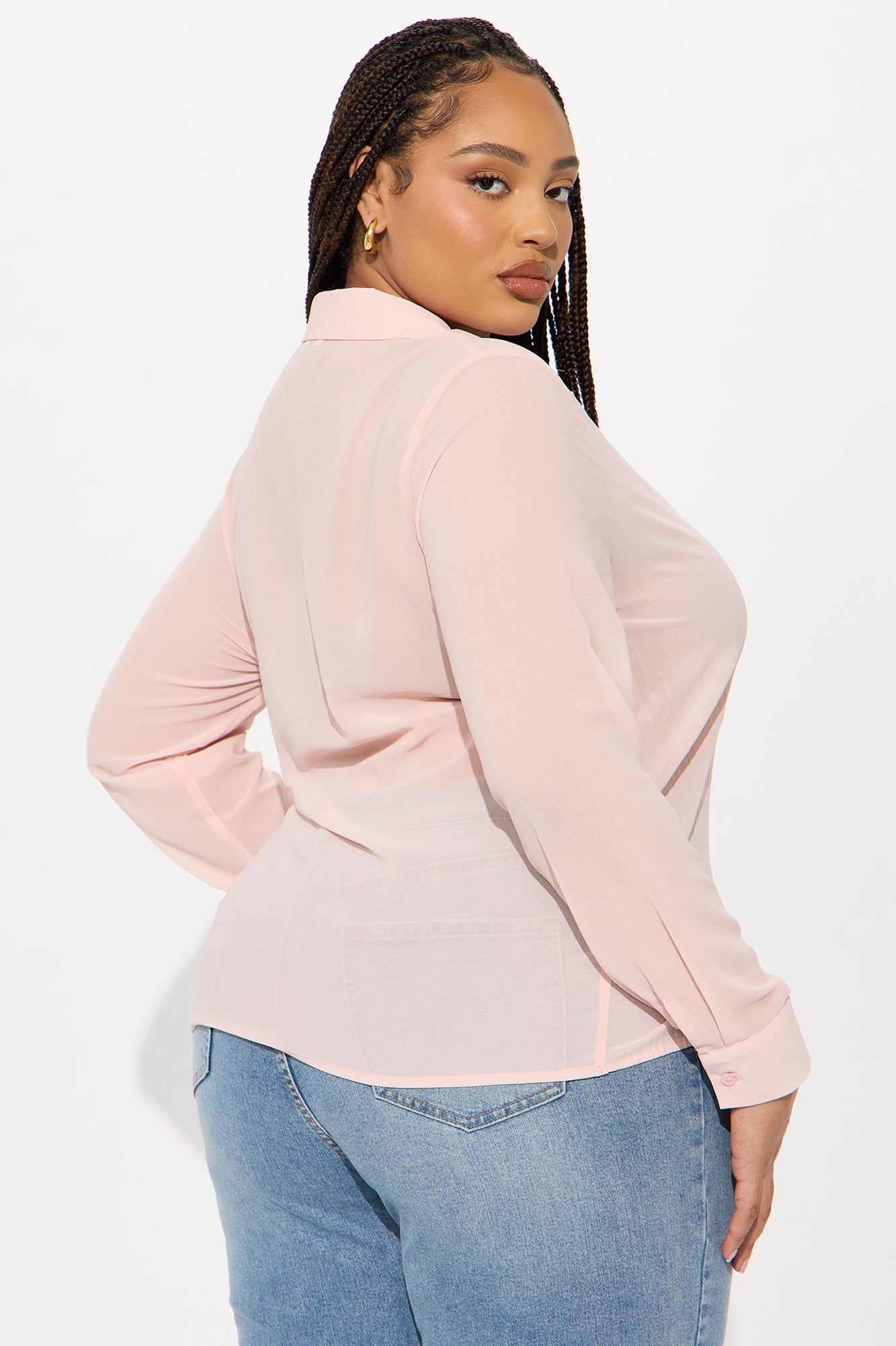 Royal Romance Pleated Chiffon Shirt - Blush