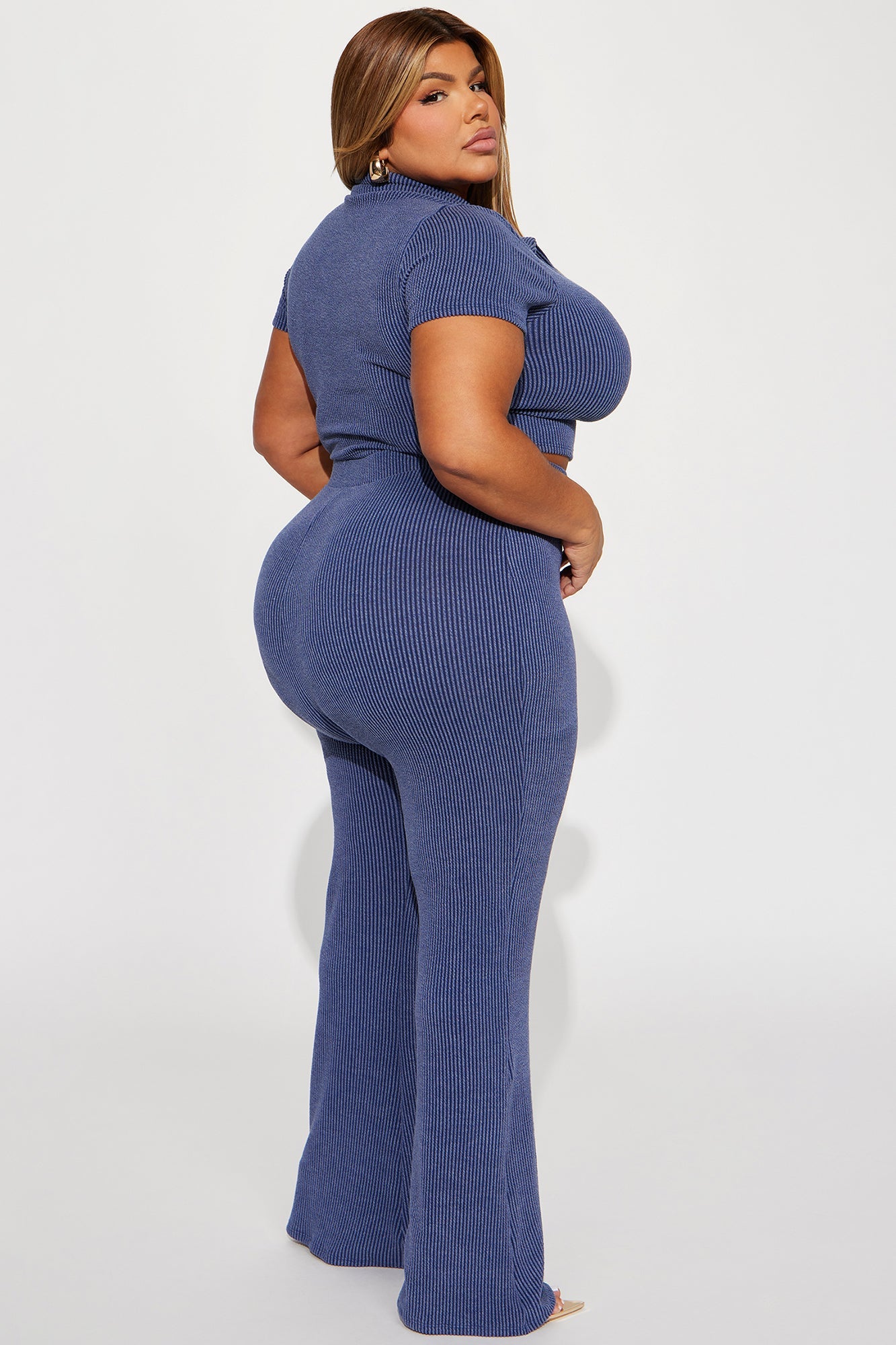 Josie Ribbed Pant Set - Navy