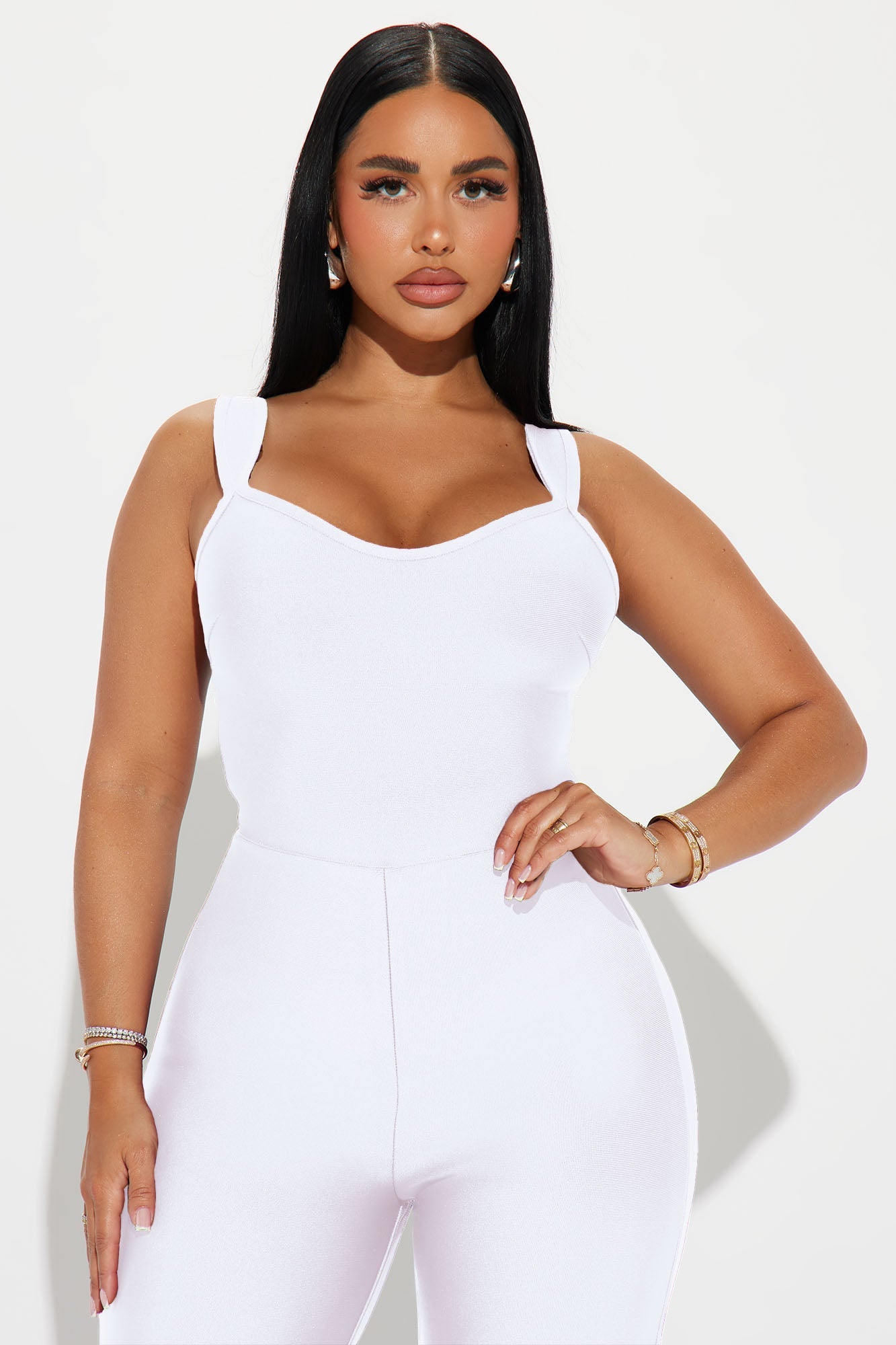 Over The Top Bandage Jumpsuit - White