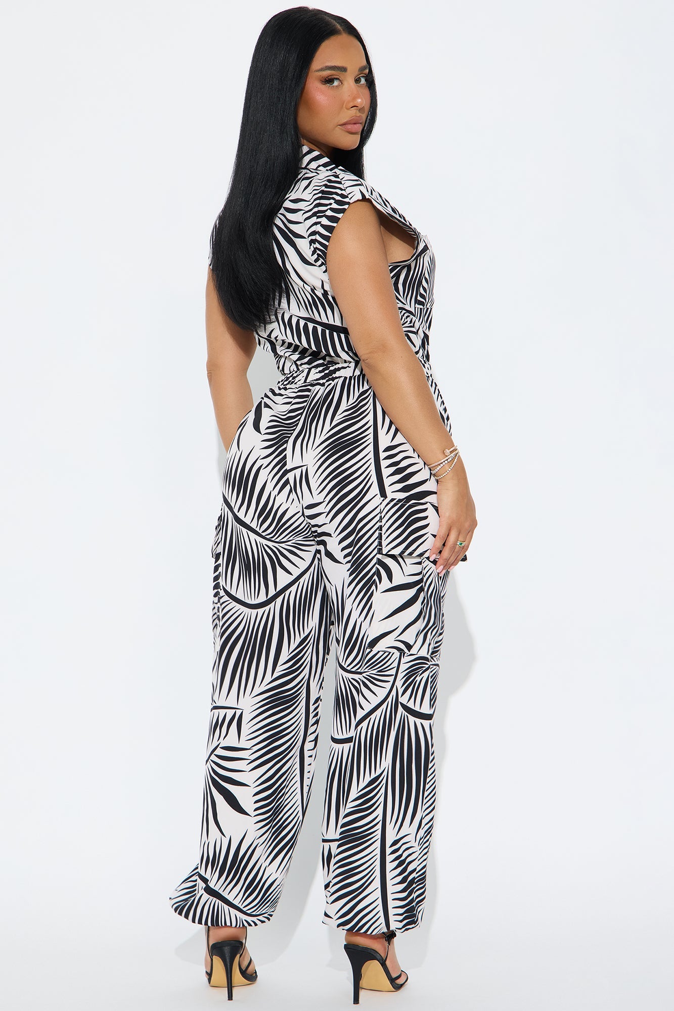 Rosalia Tropical Jumpsuit - Black/White