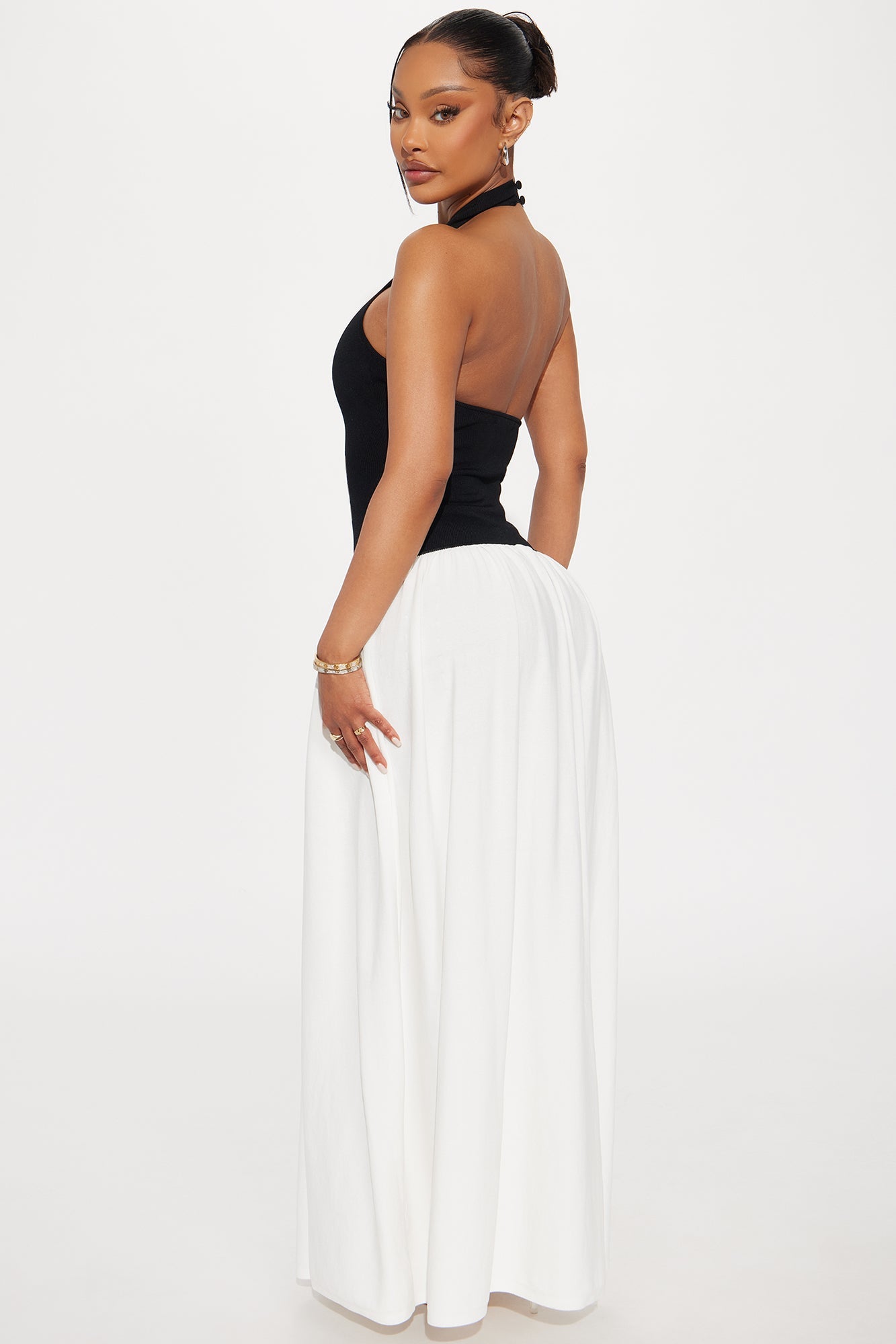 Gianna Mock Neck Maxi Dress - Black/combo