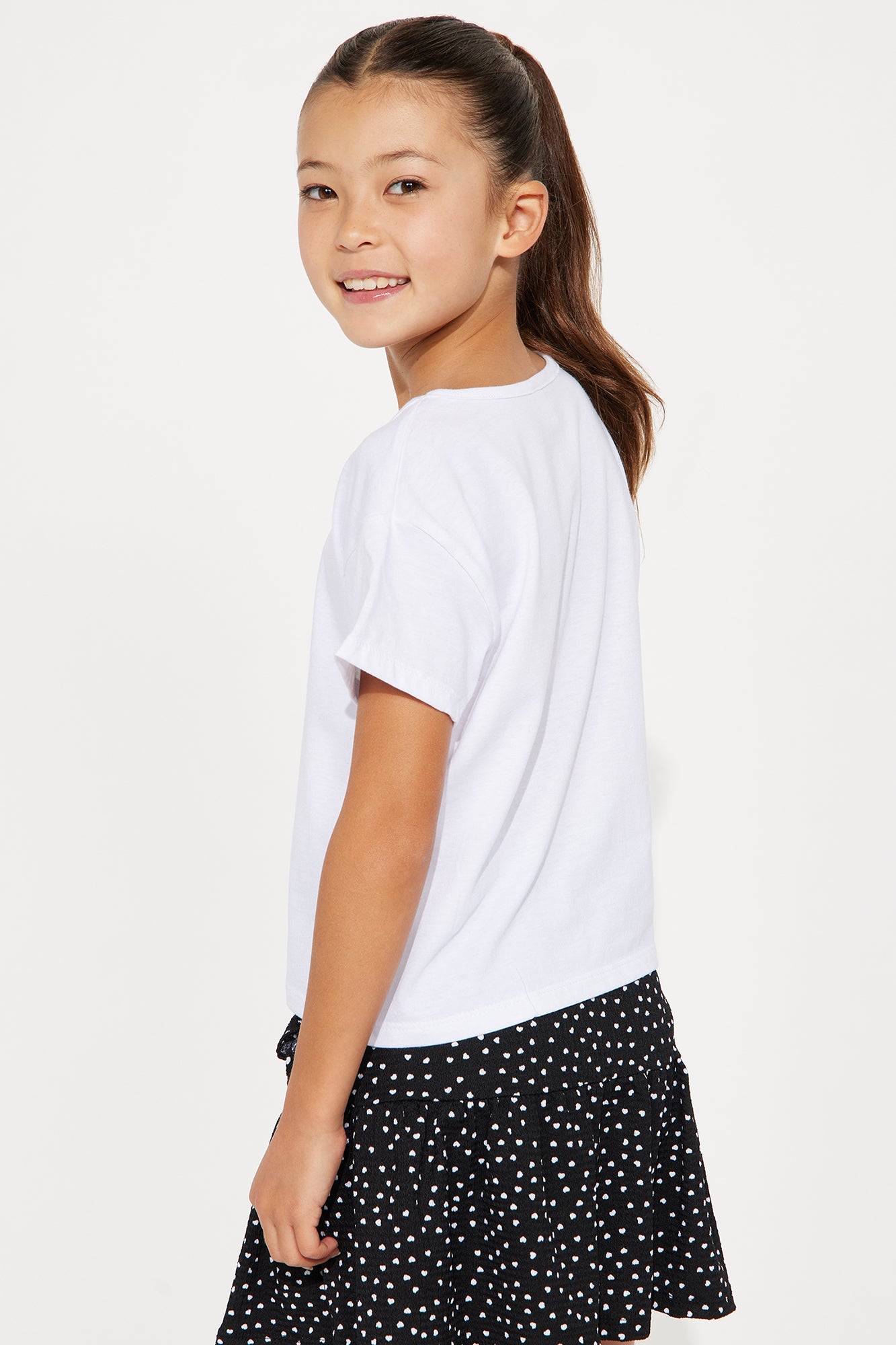Mini Oh La La T-Shirt And Tiered Ruffle Skort Set - White/Black