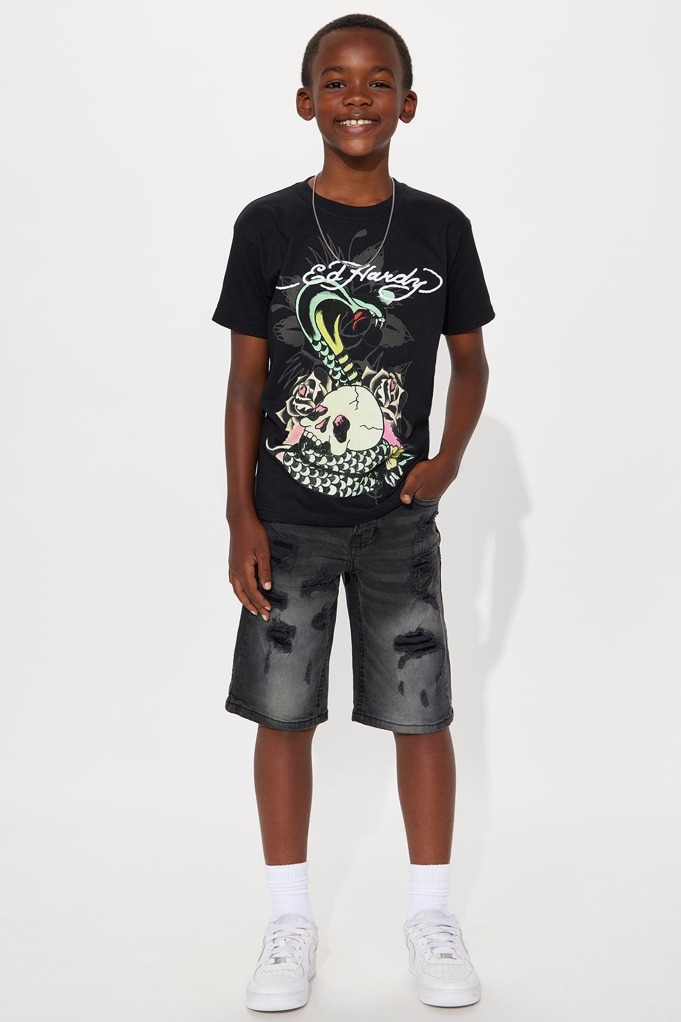 Mini Going Places Distressed Denim Shorts - Black