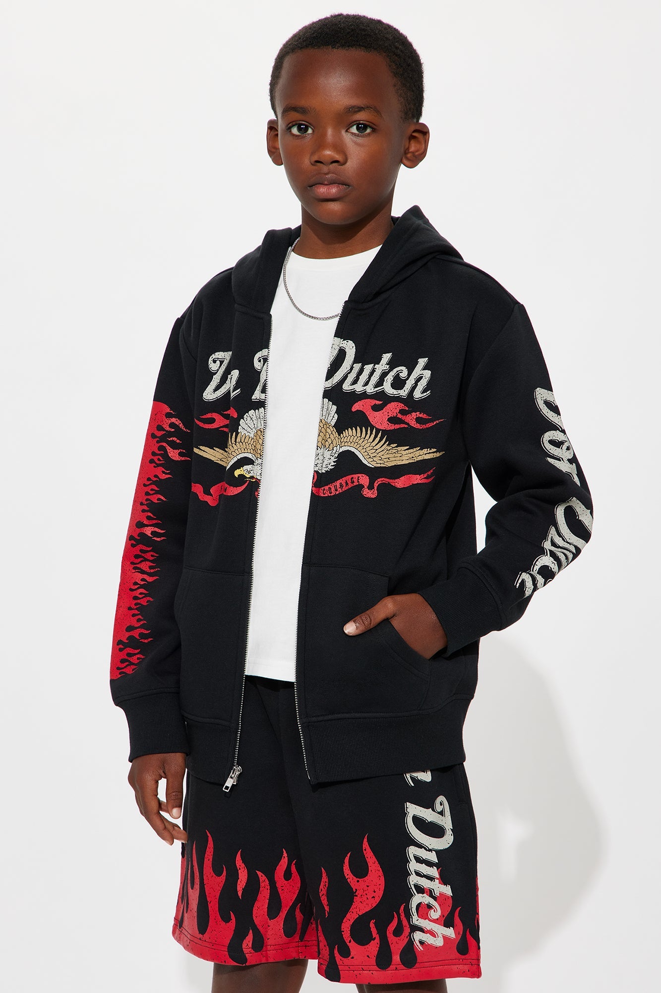 Mini Von Dutch Fire Zip Hoodie - Black