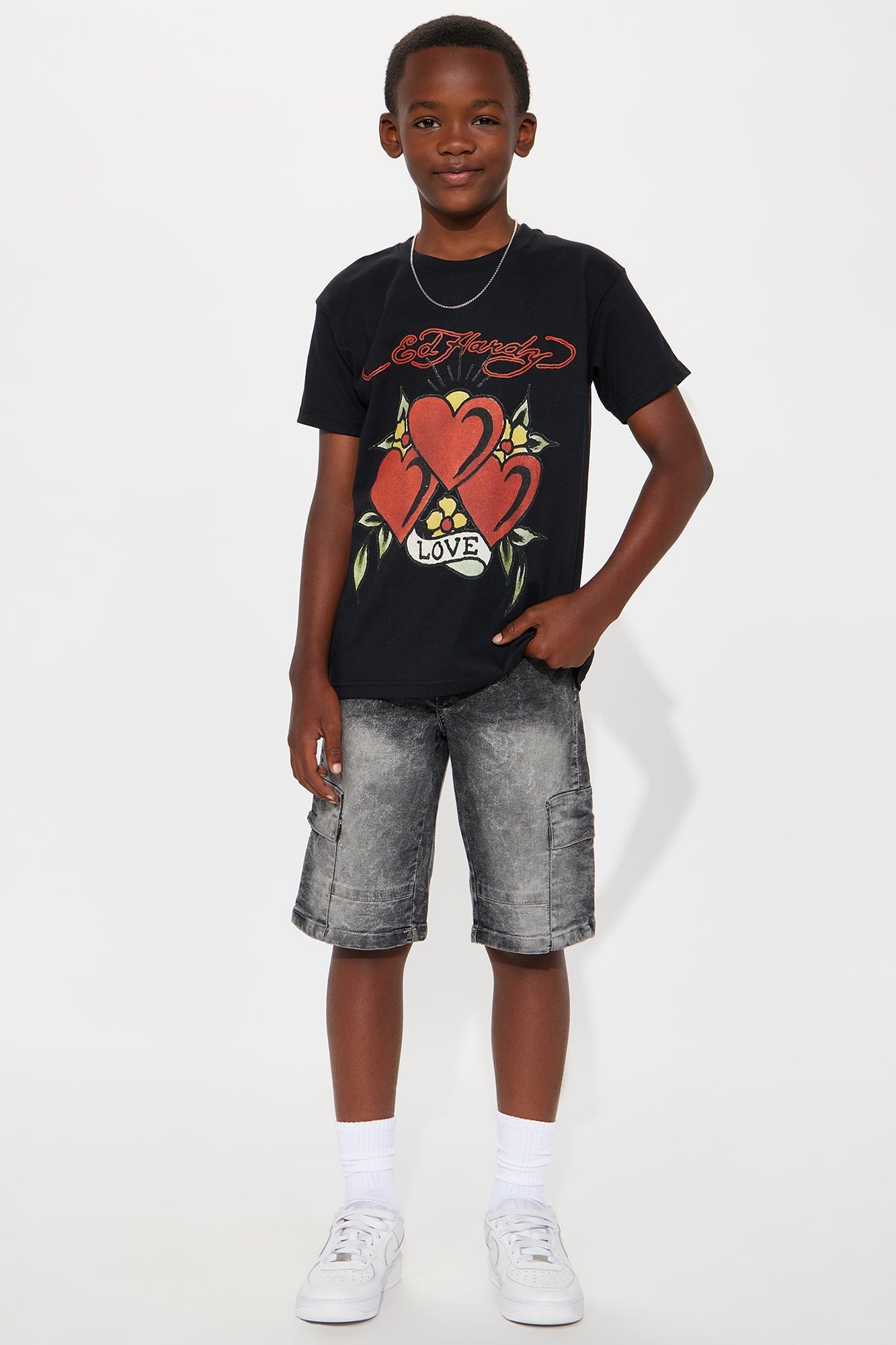 Mini Ed Hardy Only Love Front/Back Graphic T-Shirt - Black