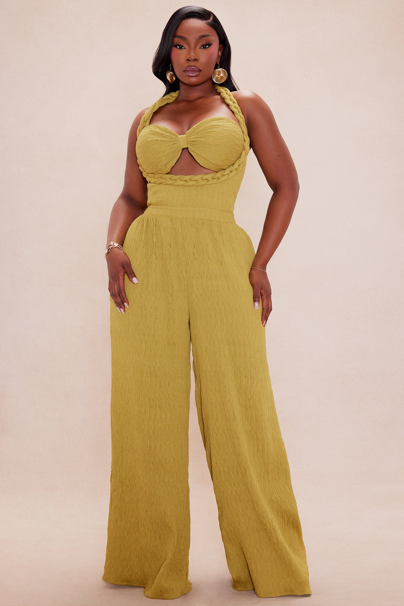 Chelsea Textured Jumpsuit - Olive