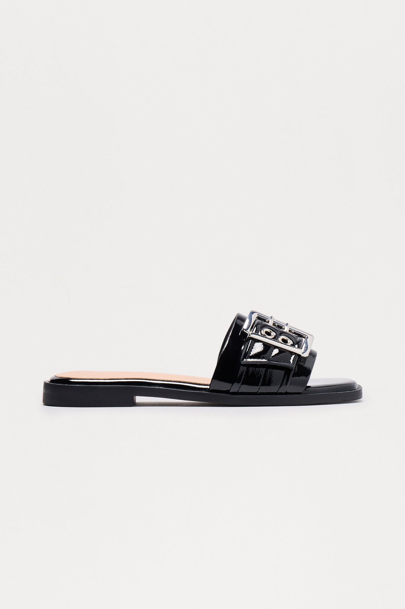 Nyx Buckle Slip On Sandals - Black