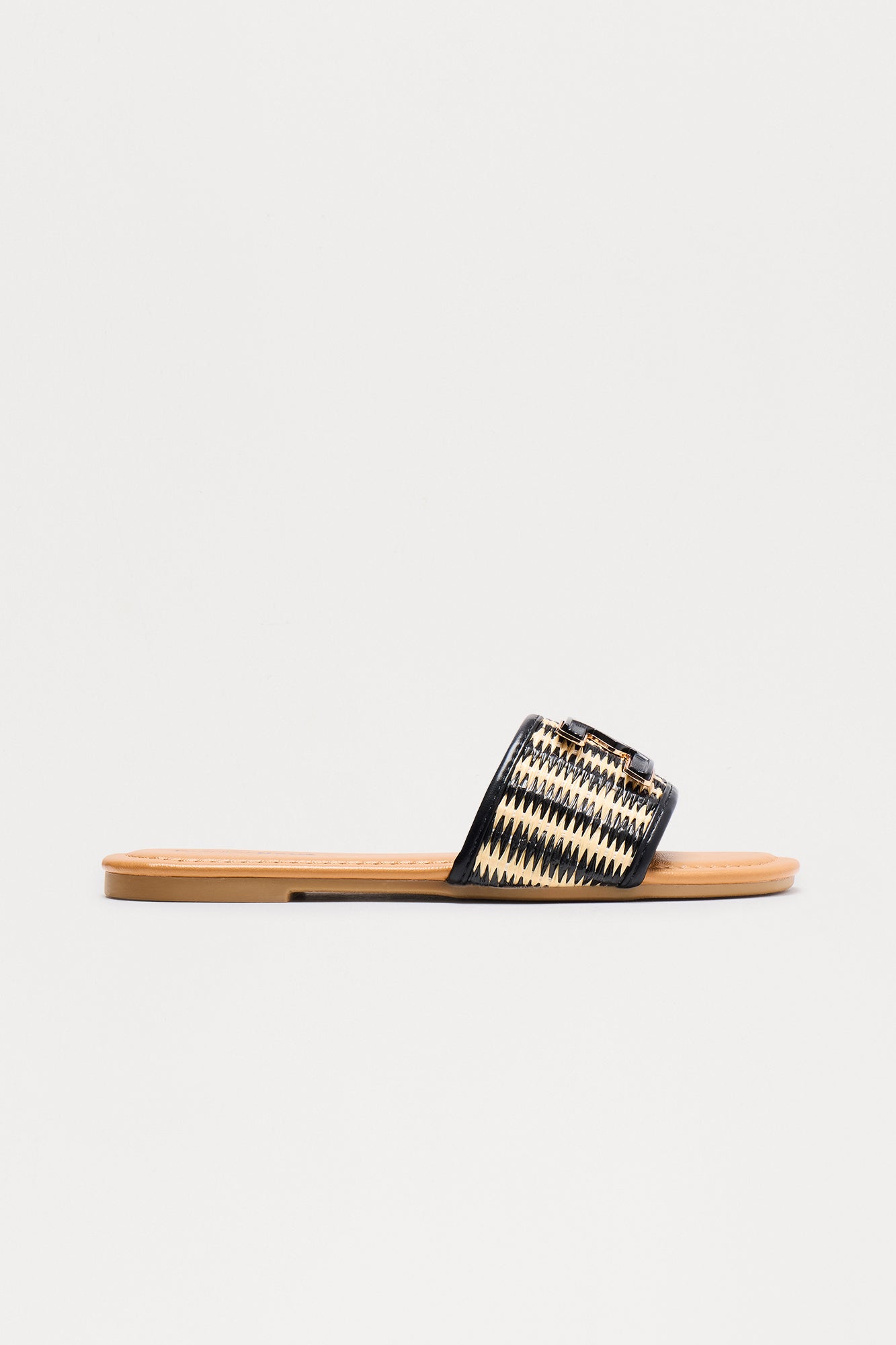 Oahu Woven Sqaure Toe Sandals - Black