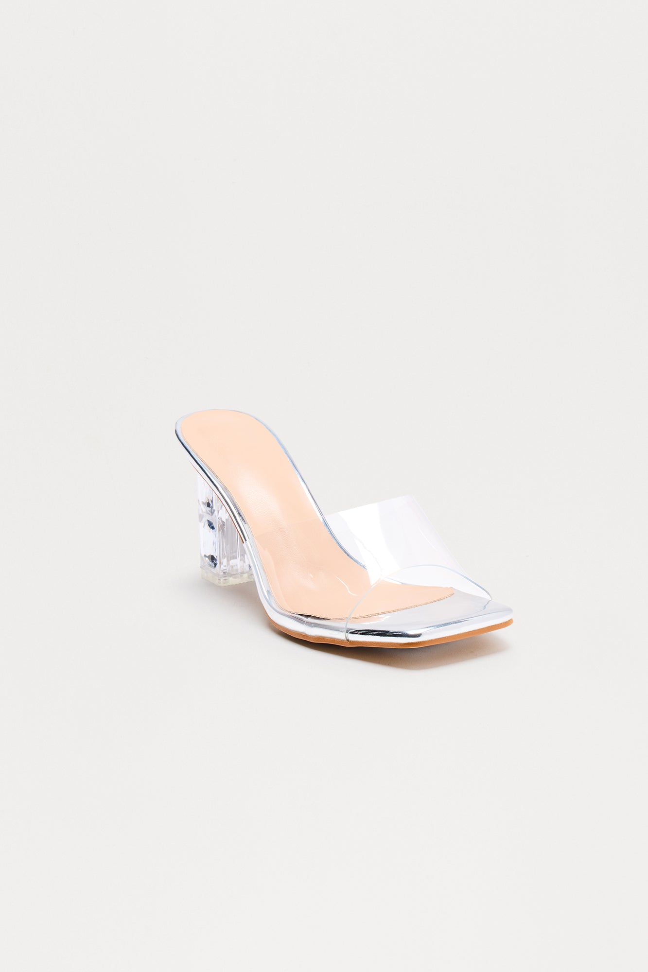 Elora Clear Mules - Silver