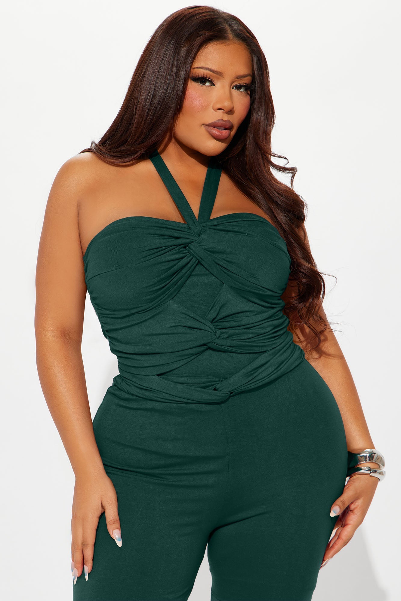 Never Going Back Jumpsuit - Hunter Green