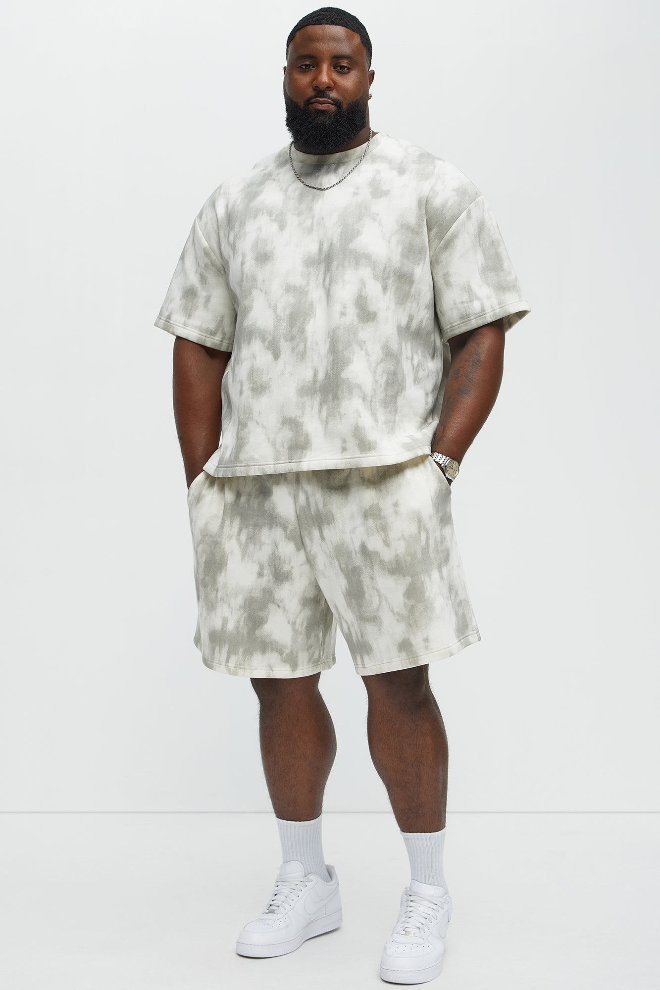 Tyson Faded Relaxed Shorts - Cream/combo