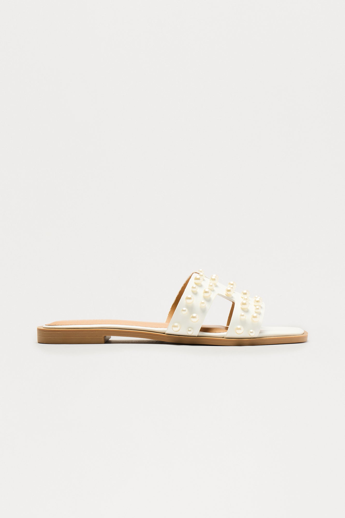 Wells Pearl Slip On Sandals - White