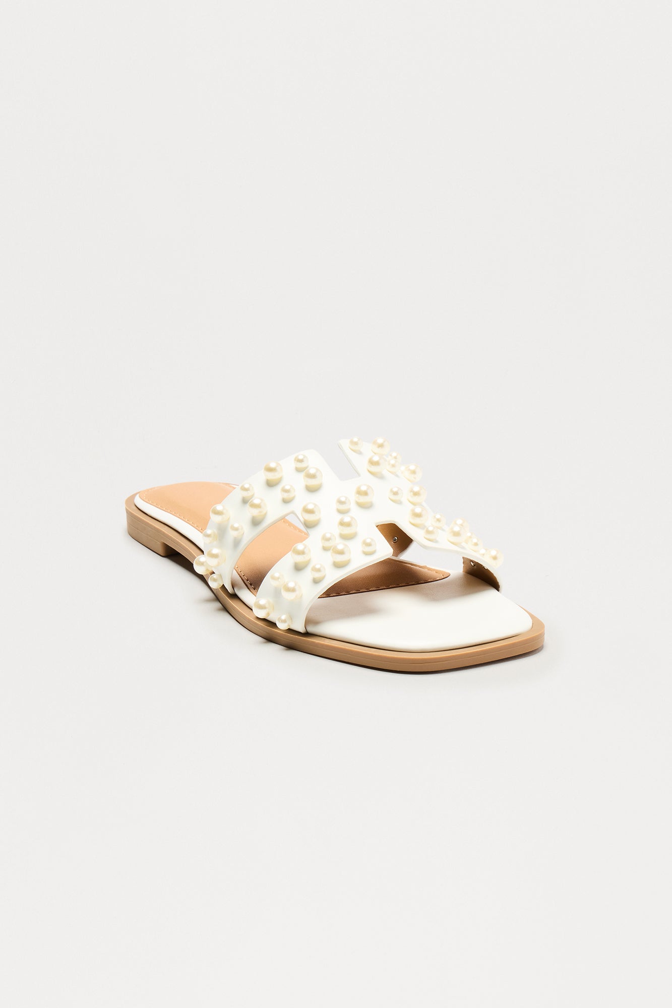 Wells Pearl Slip On Sandals - White