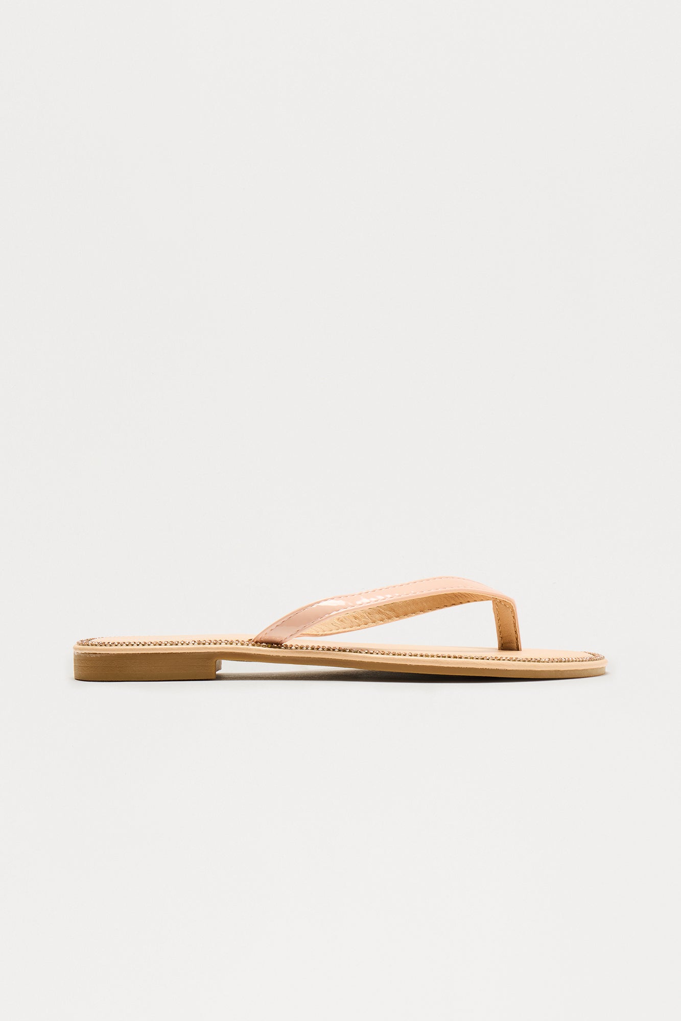 Topaz Rhinestone Flip Flops - Nude
