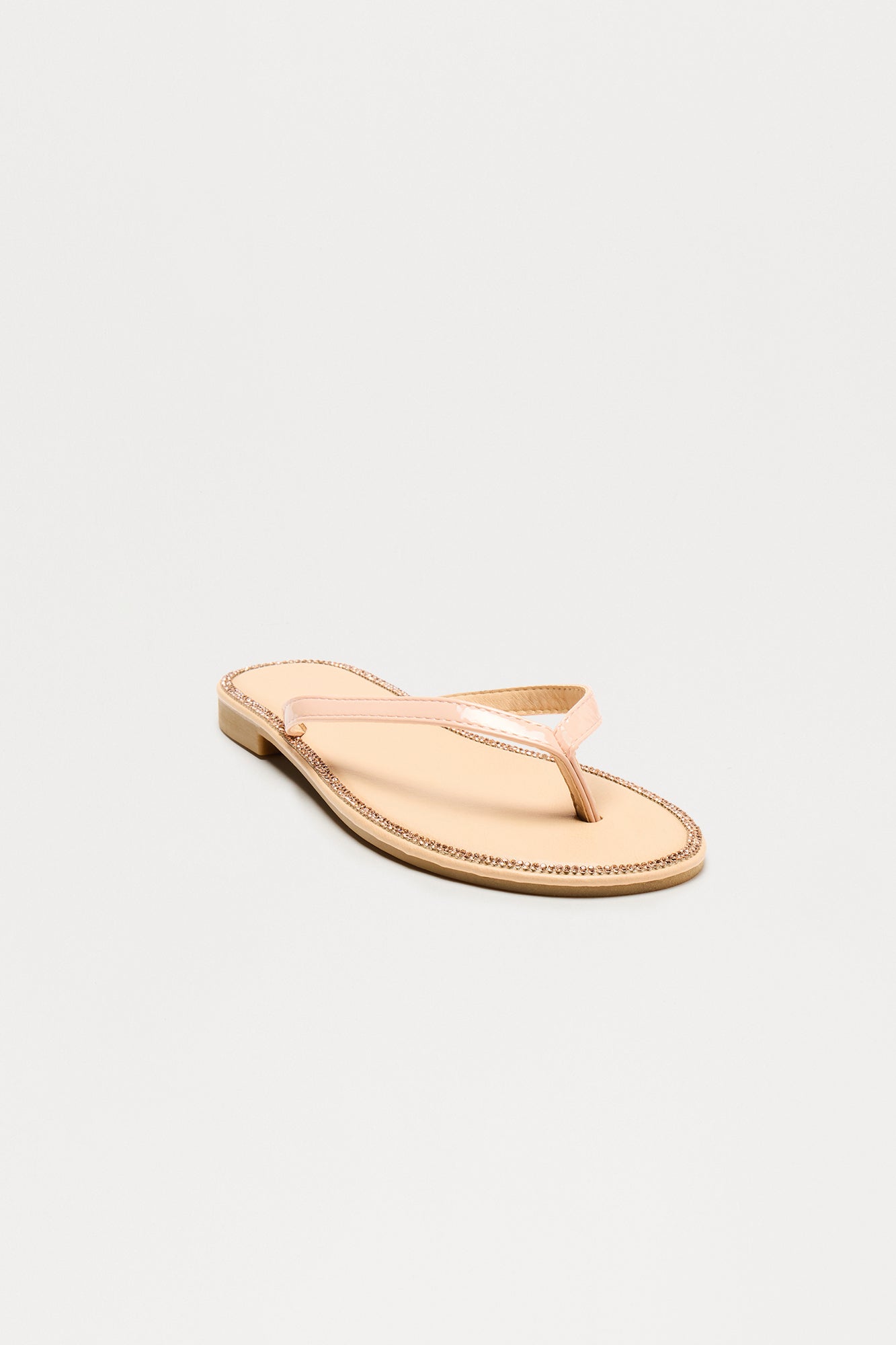 Topaz Rhinestone Flip Flops - Nude