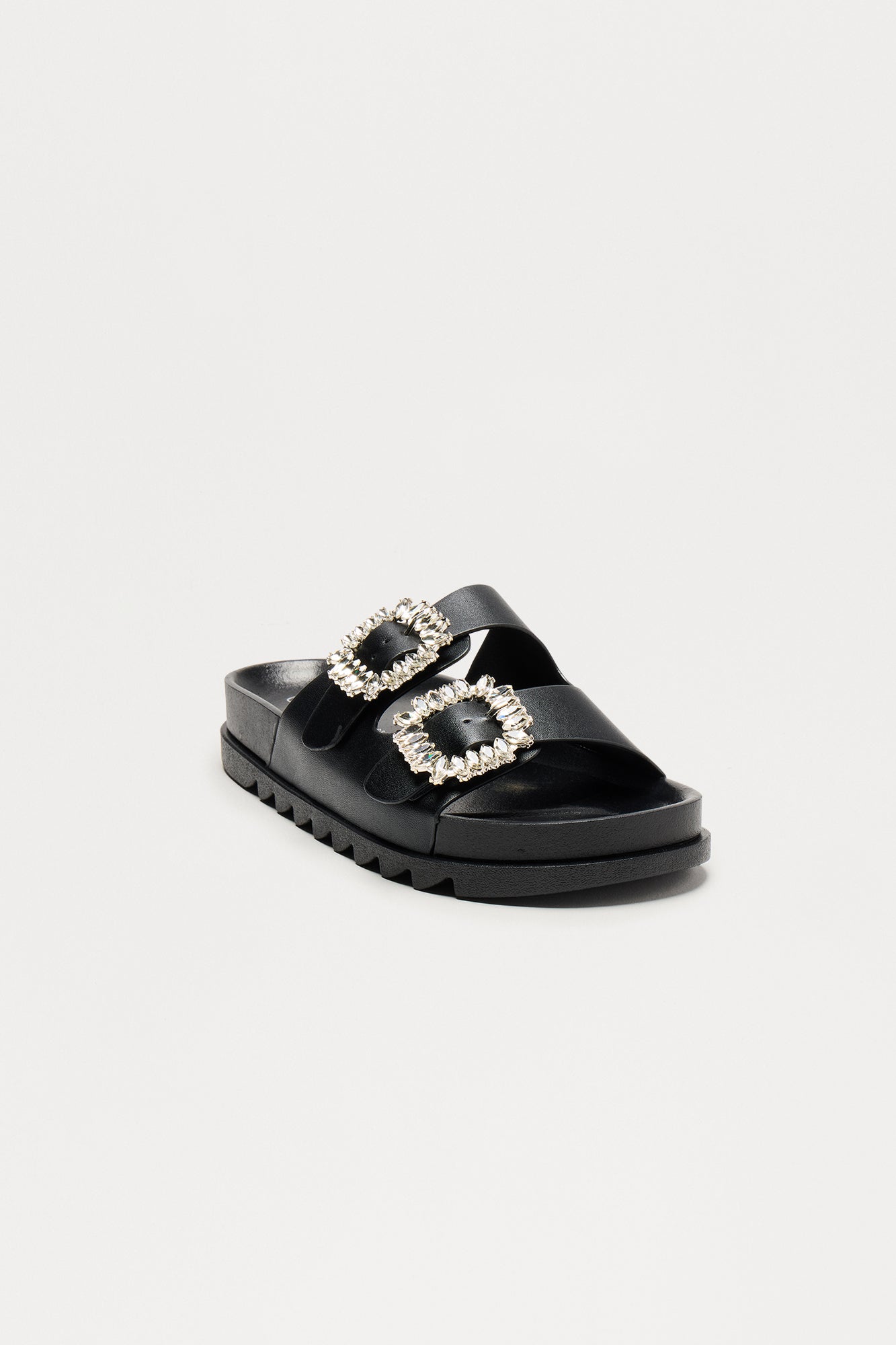 Vaughn Embellished Buckle Sandals - Black