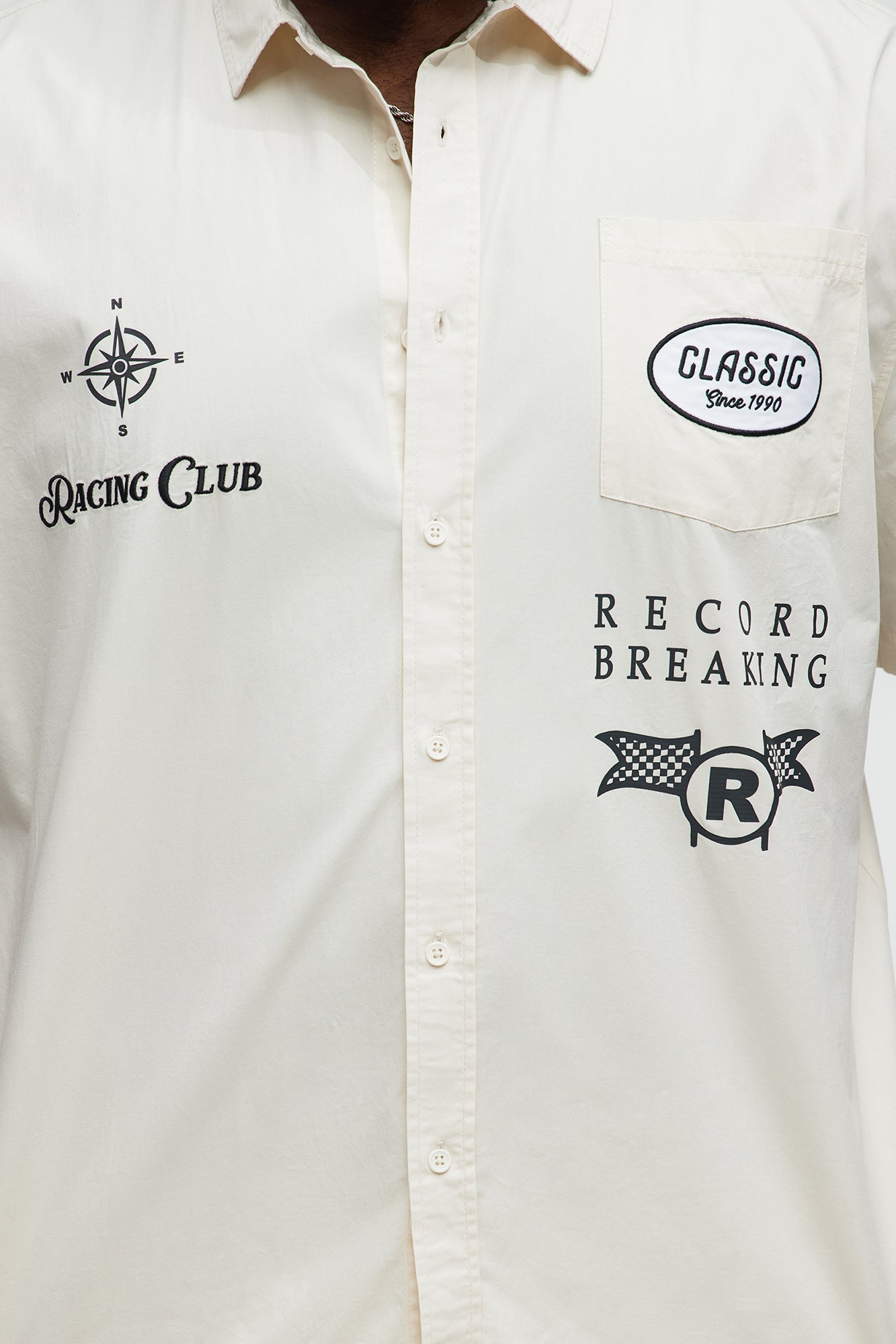 Racing Club Short Sleeve Button Up Shirt - Cream
