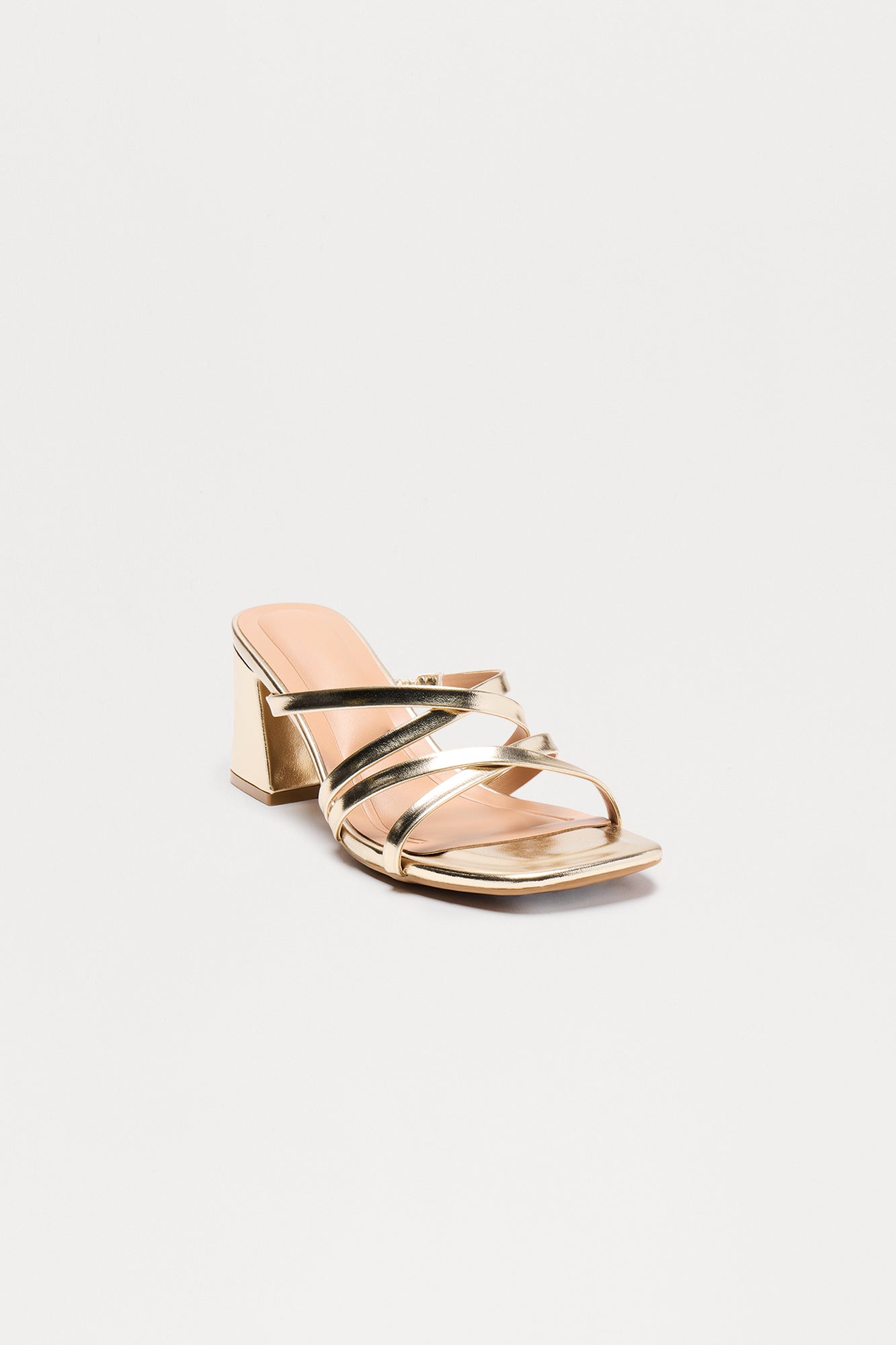 Queena Faux Leather Mules - Gold