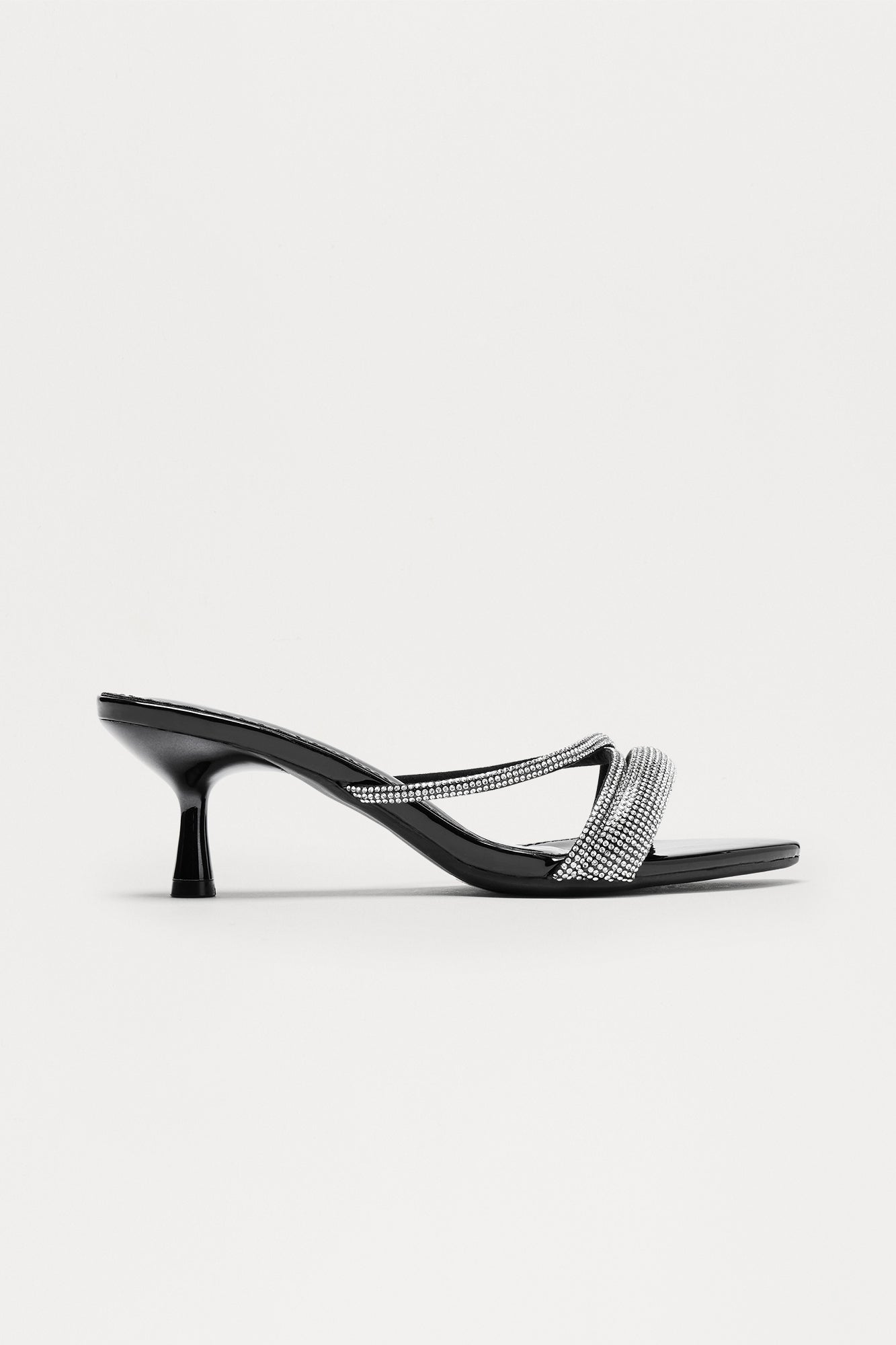 Yori Rhinestone Mules - Black