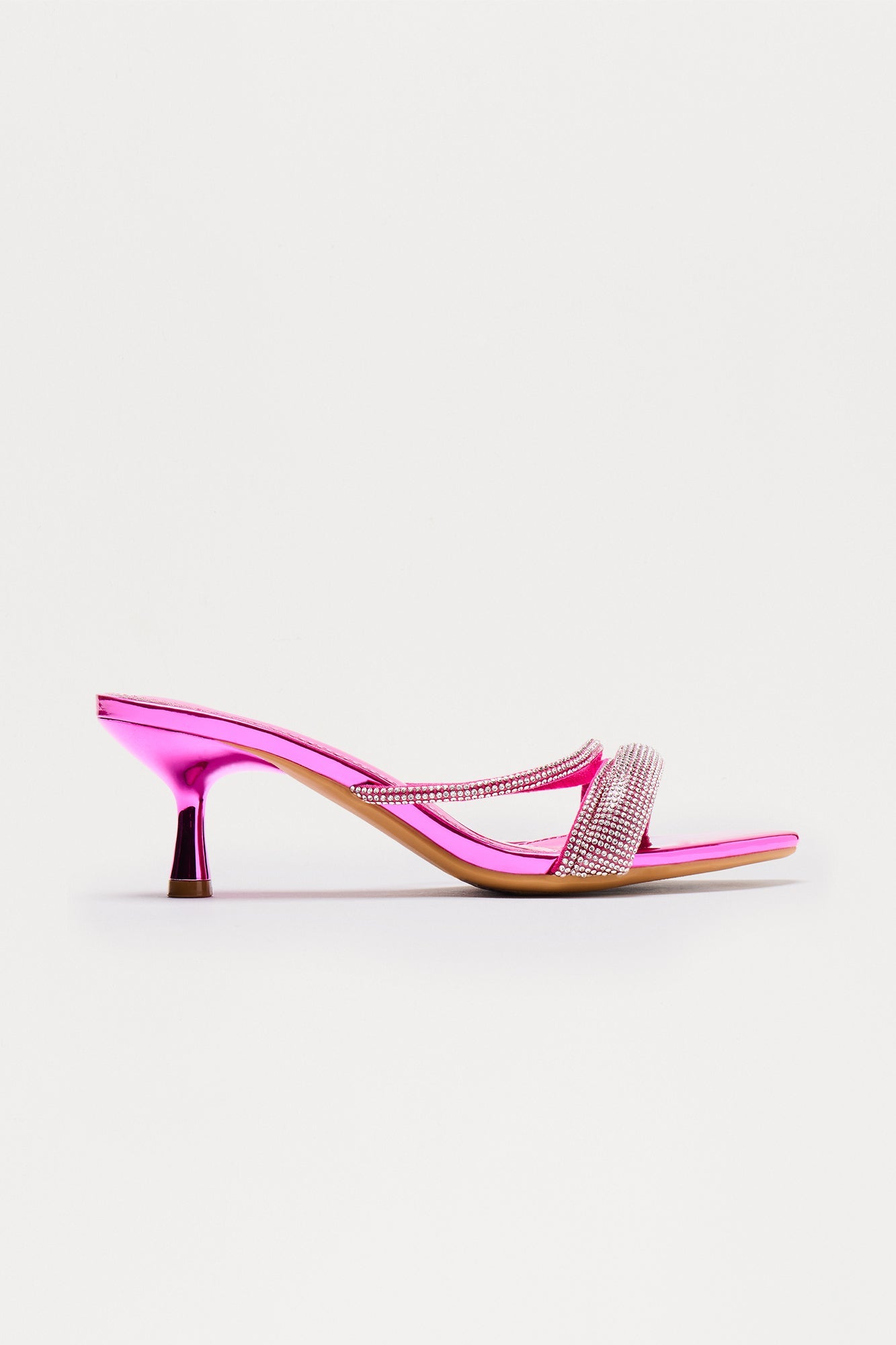 Yori Rhinestone Mules - Hot Pink