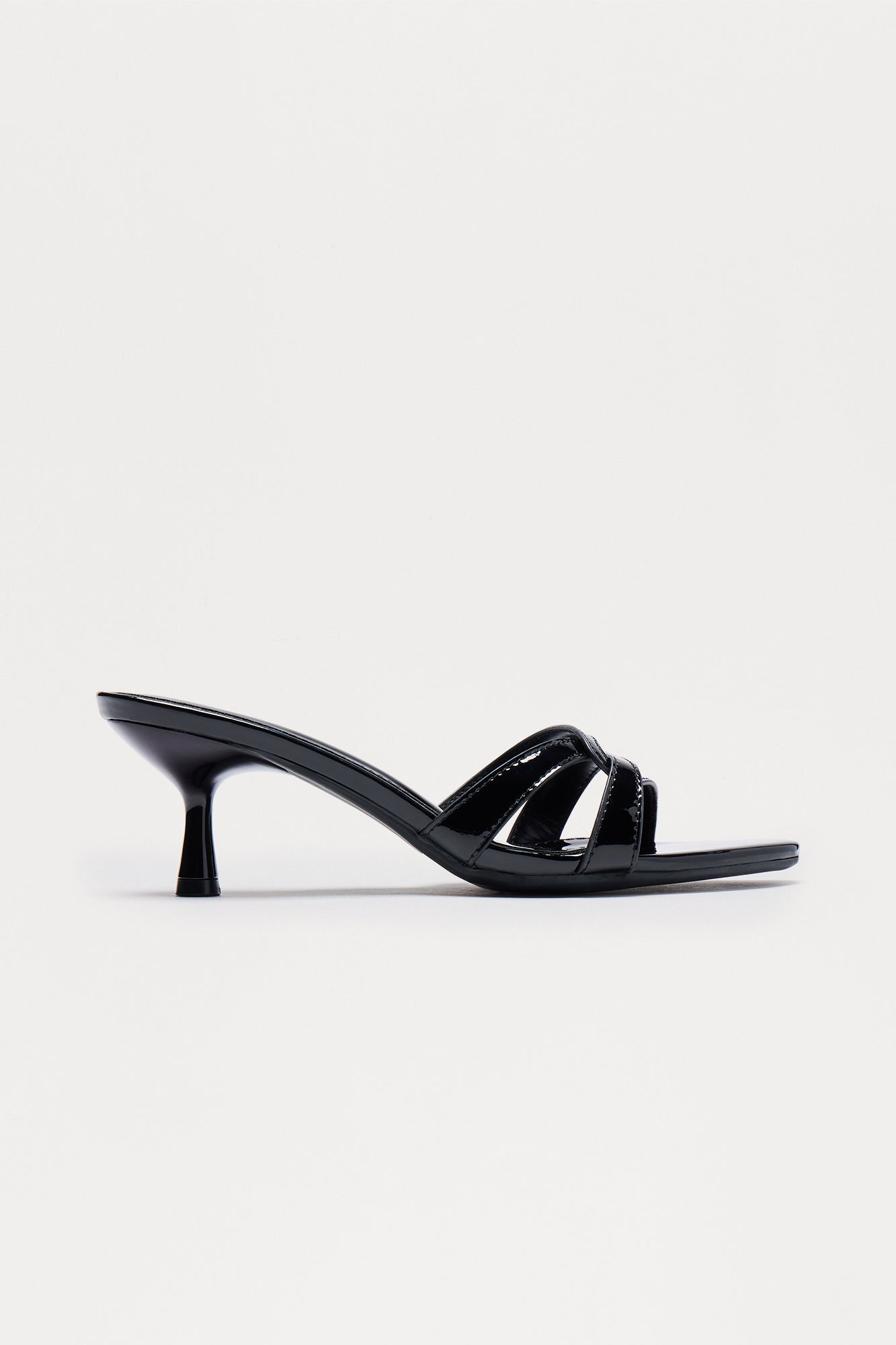 Sachi Faux Patent Mules - Black