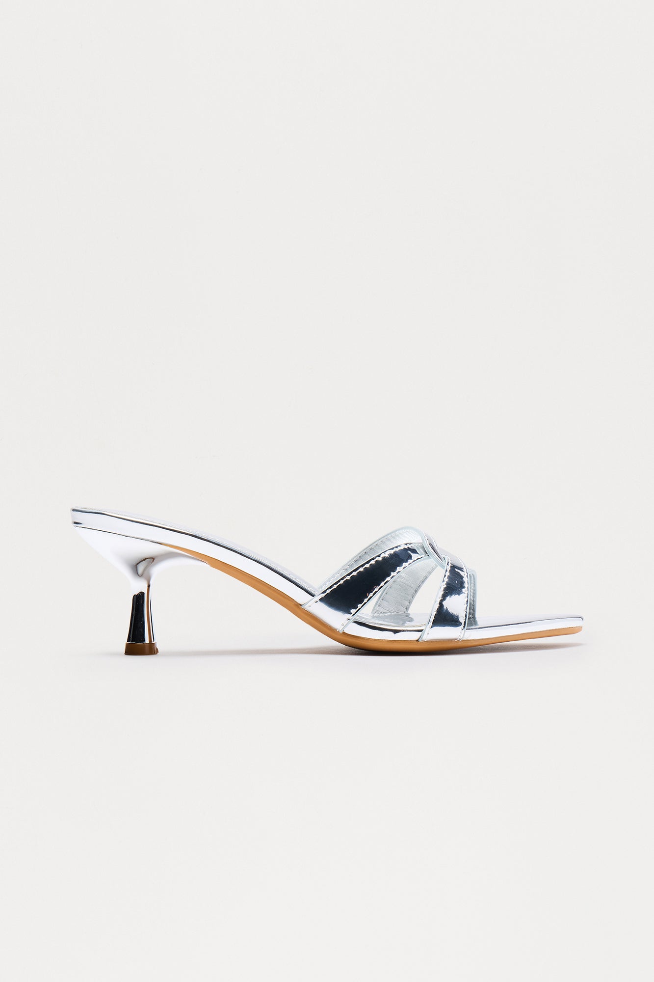 Sachi Faux Patent Mules - Silver