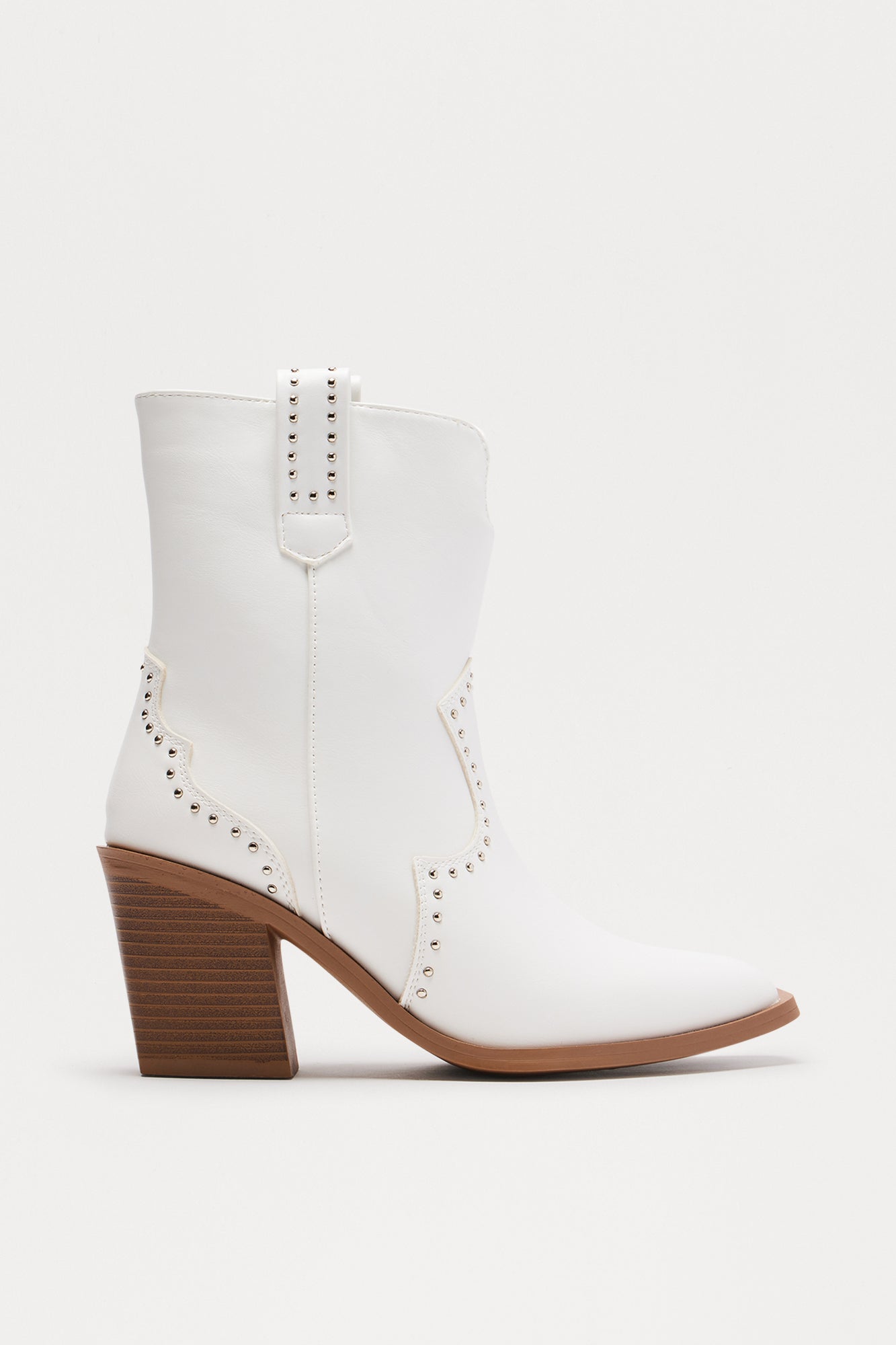 Saloon Studded Cowboy Boots - White