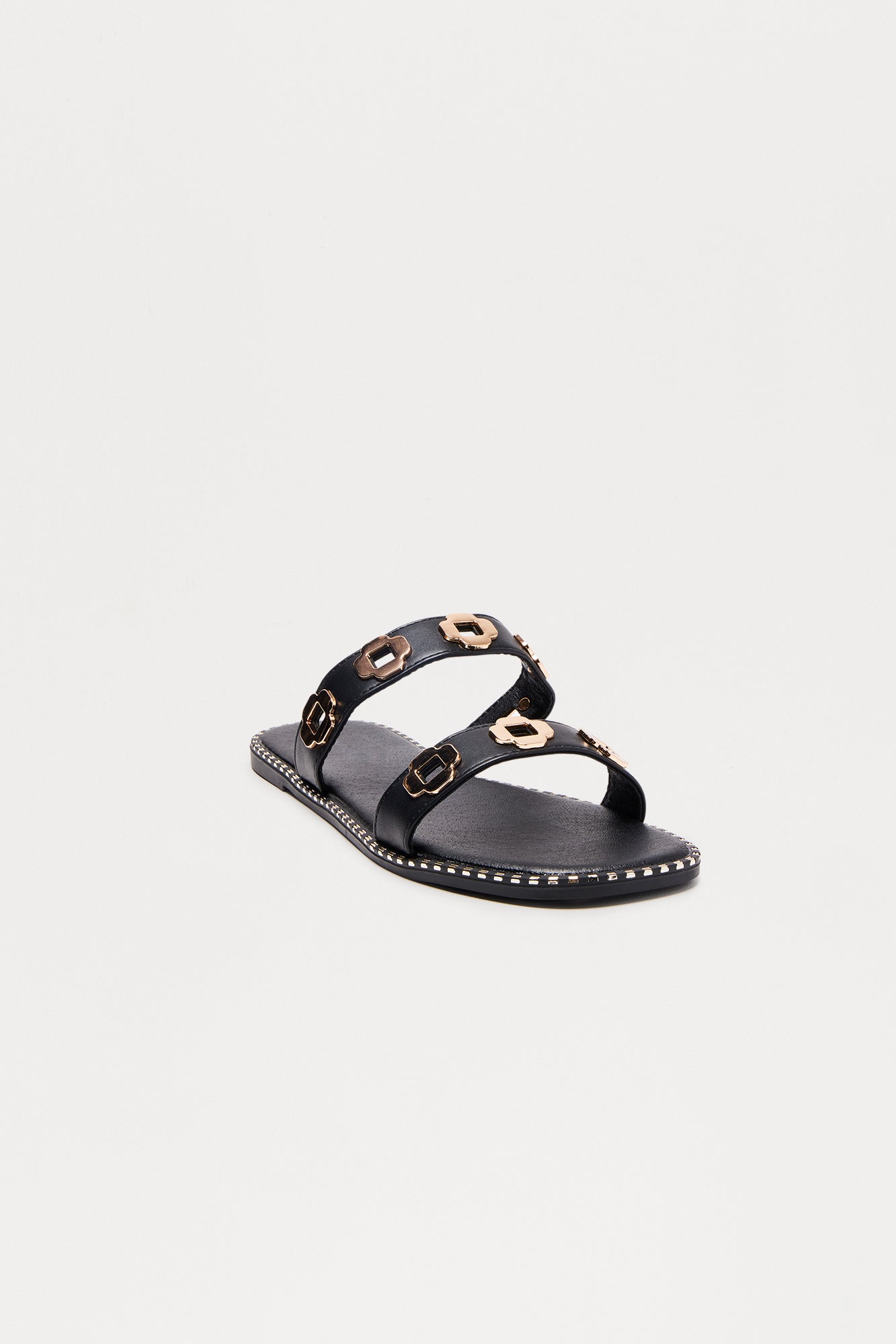 Cleo Hardware Slip On Sandals - Black