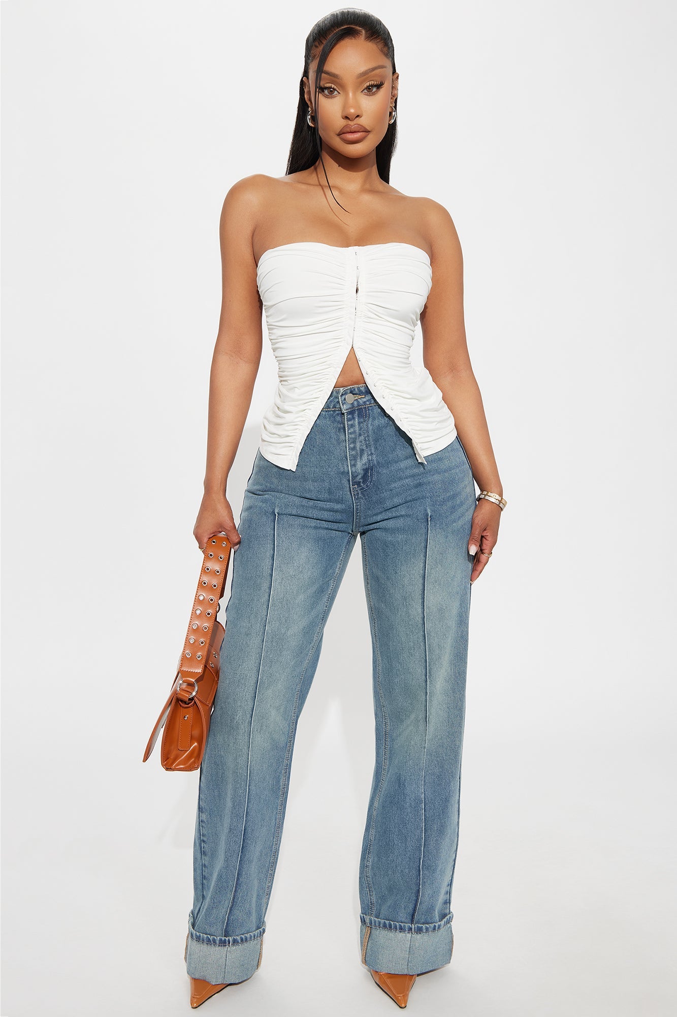 En Route Cuffed Wide Leg Jeans - Medium Wash