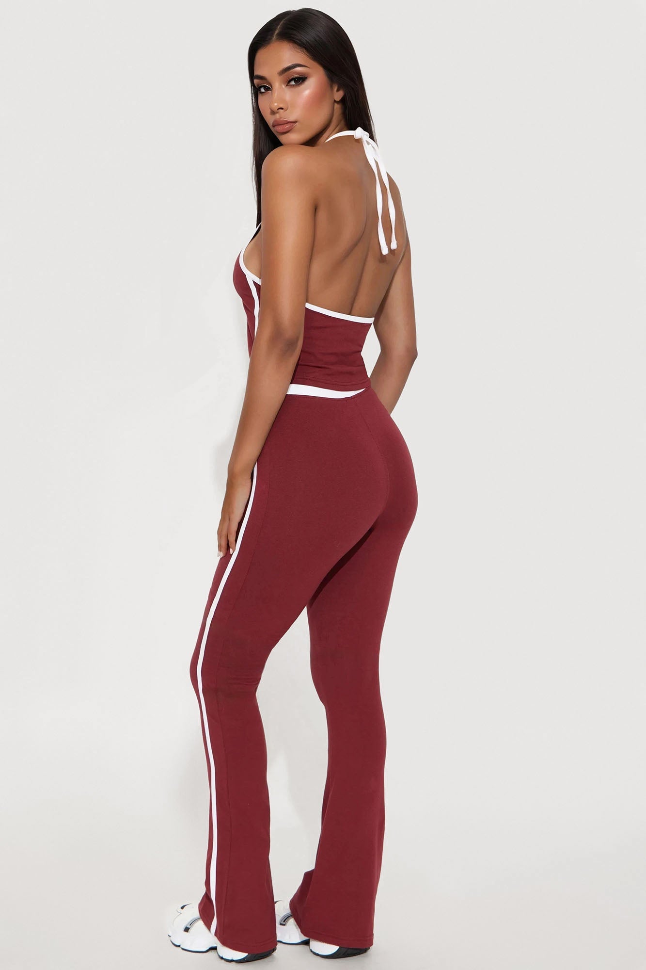 Sports Club Halter Pant Set - Burgundy